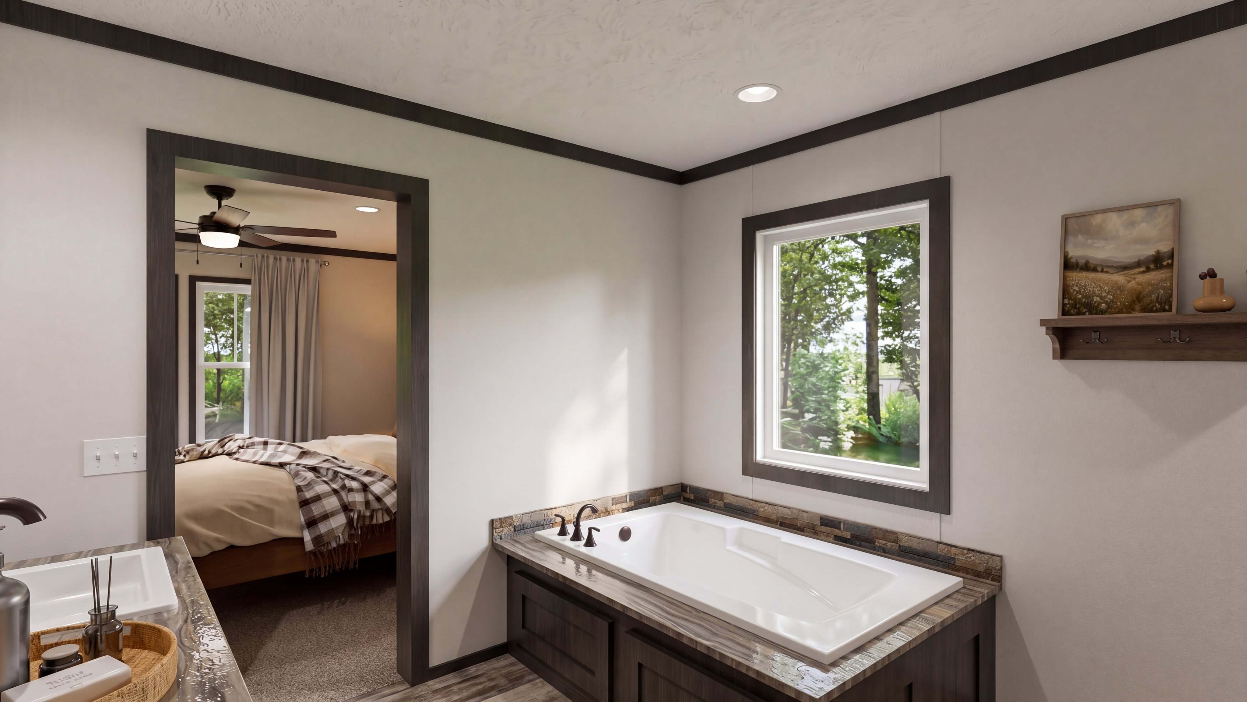 Primary bathroom rendering of the Boujee 56 home.