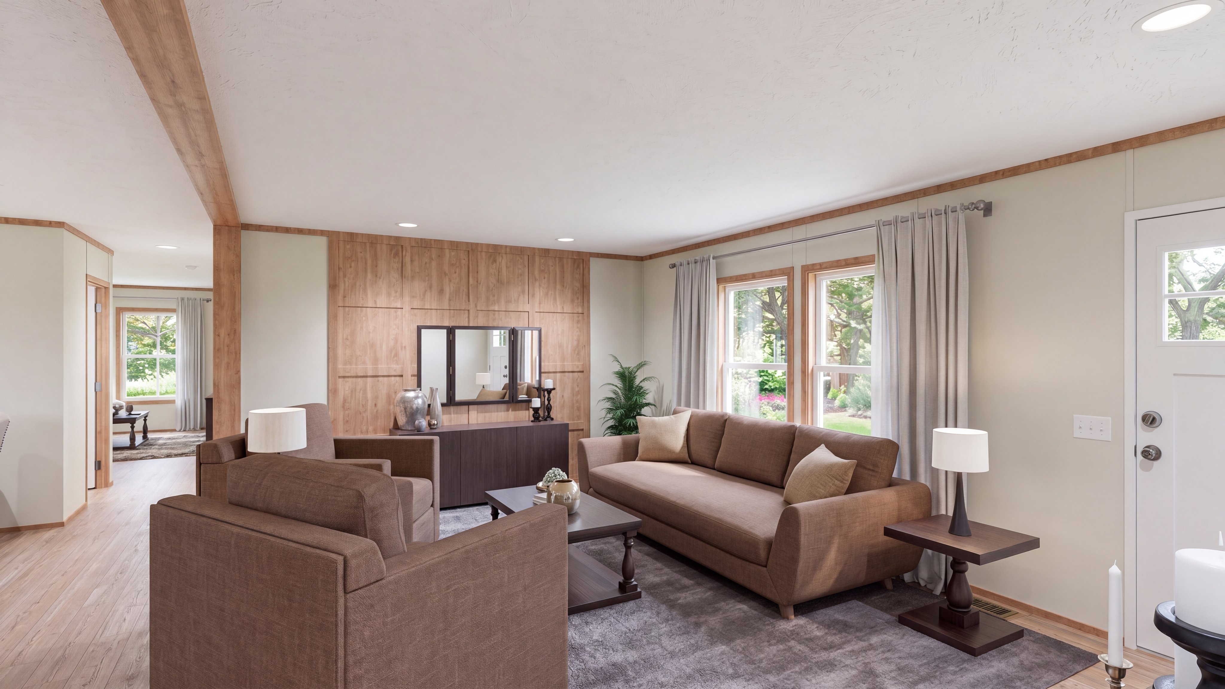 Living room rendering of the Fiji home.
