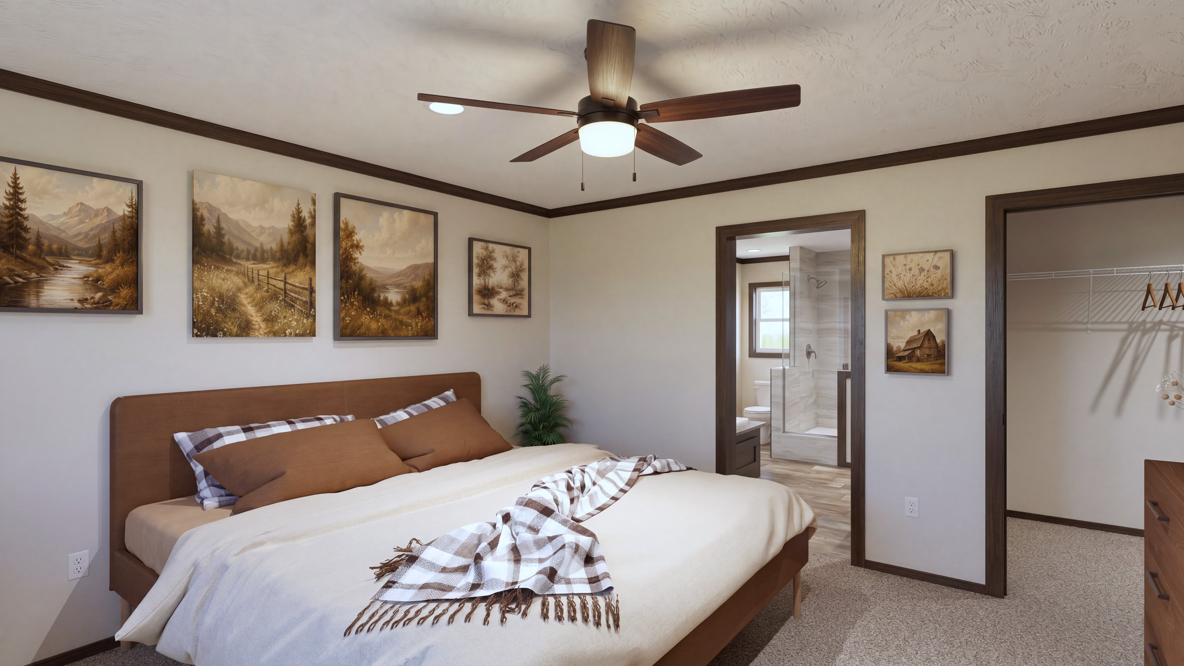 Primary bedroom rendering of the Boujee 56 home.