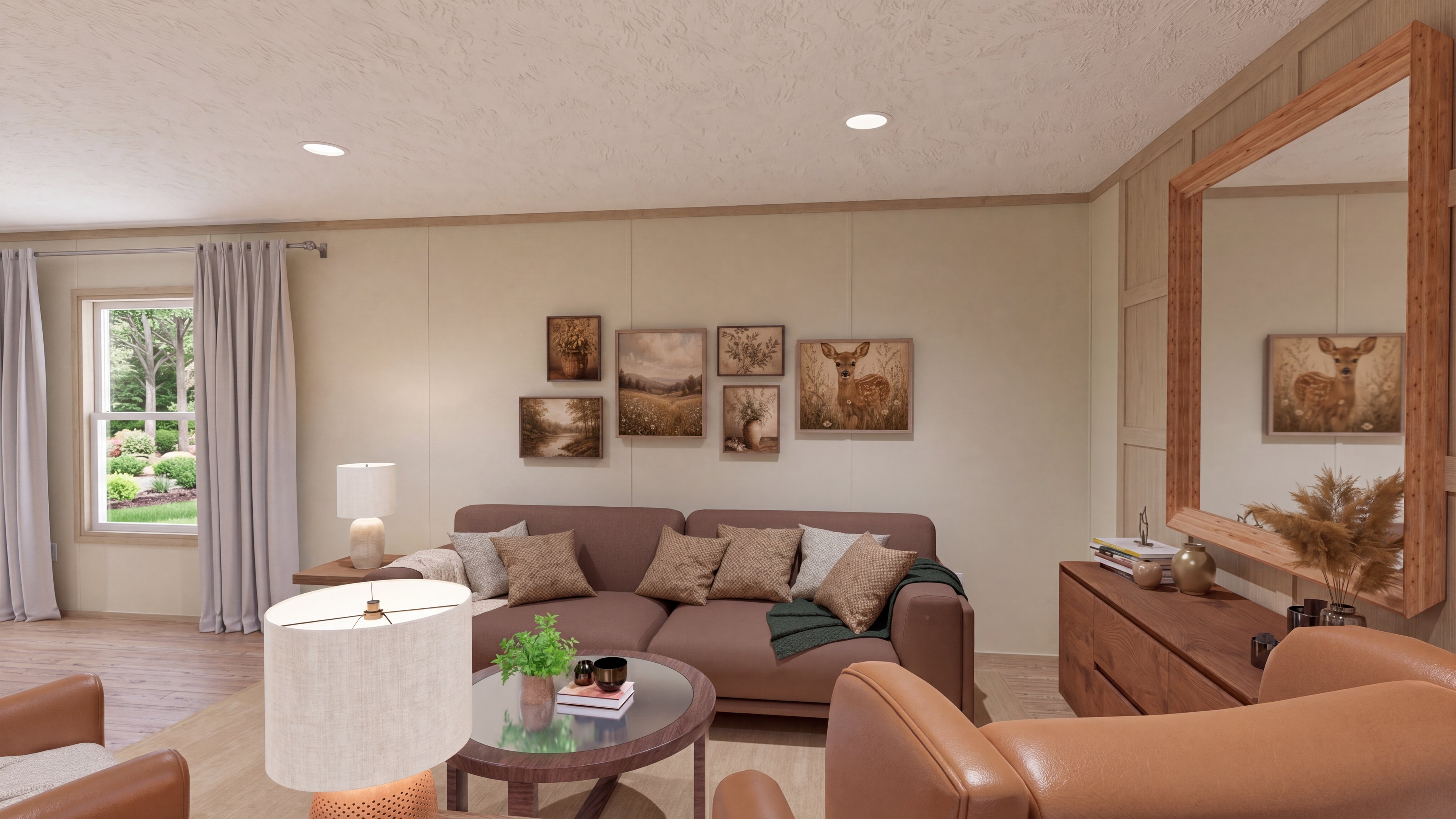 Living room rendering of the Zion home.