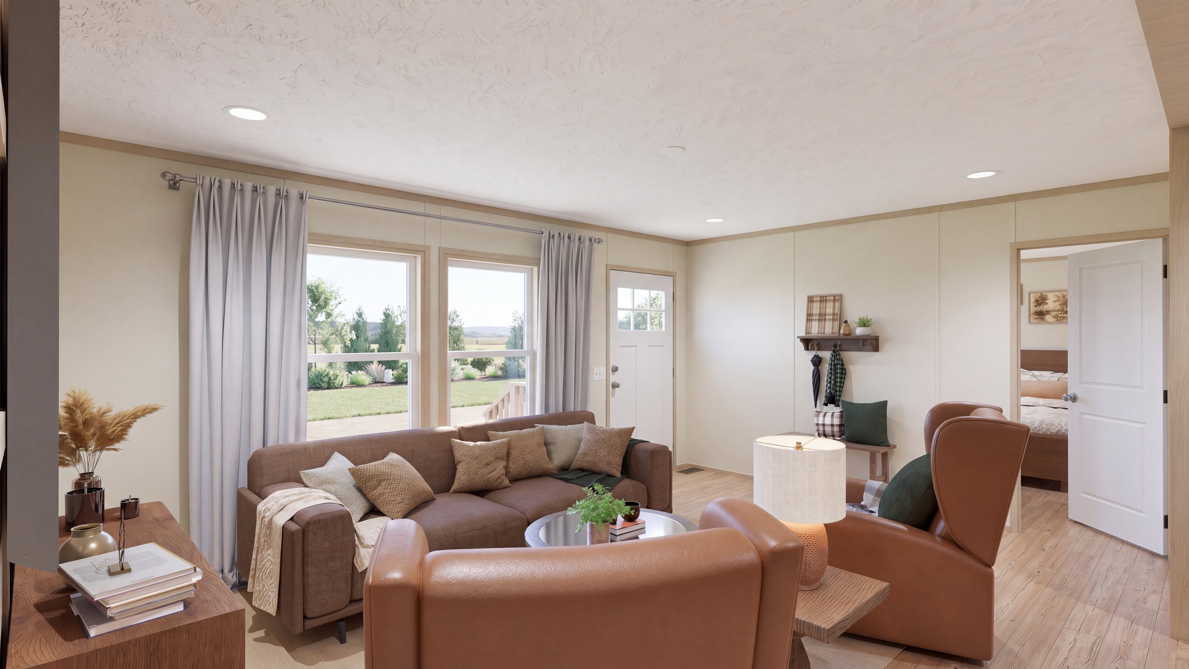 Living room rendering of the Desoto home.