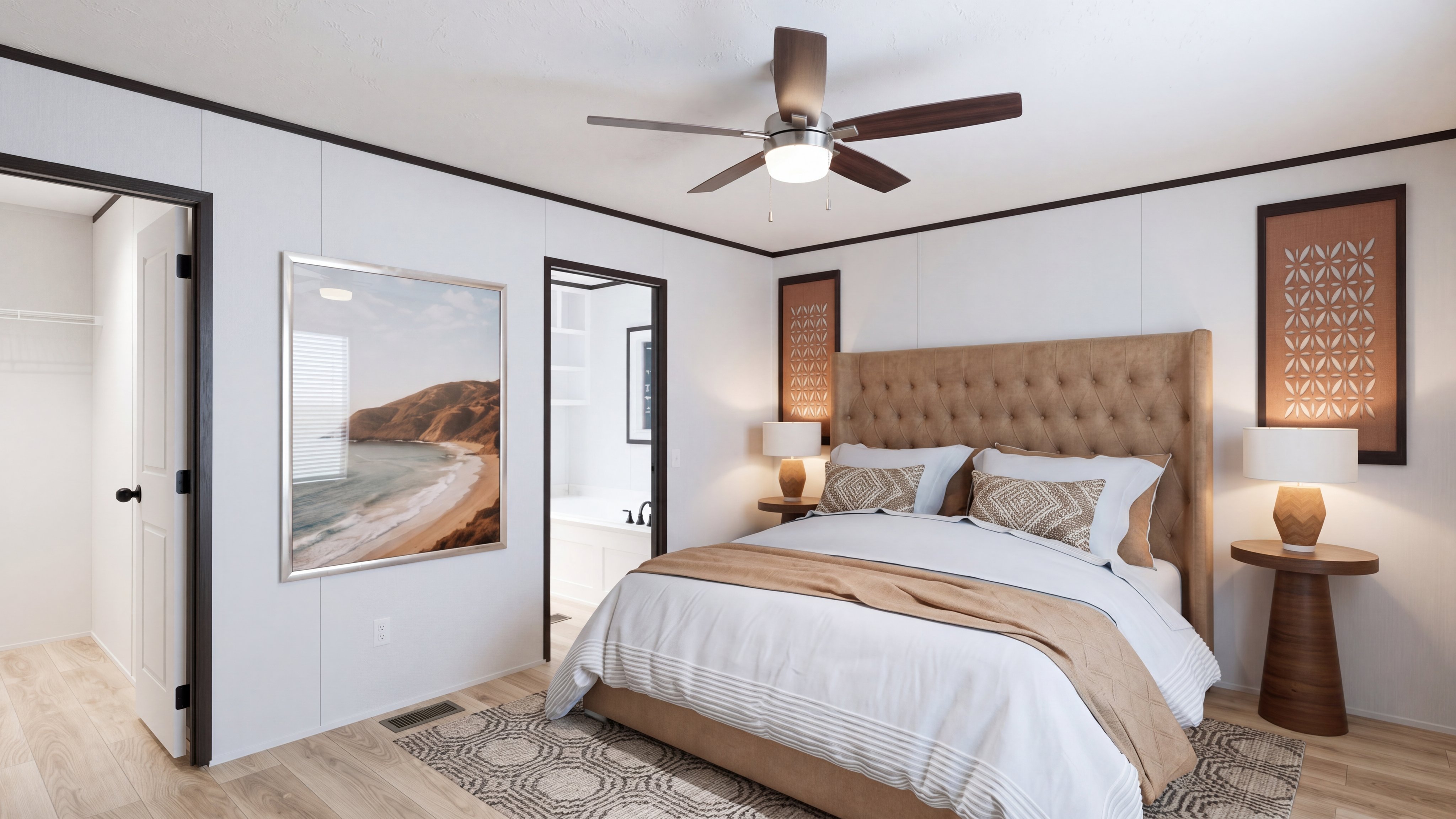 Primary bedroom rendering of the Anniversary 16763 home.