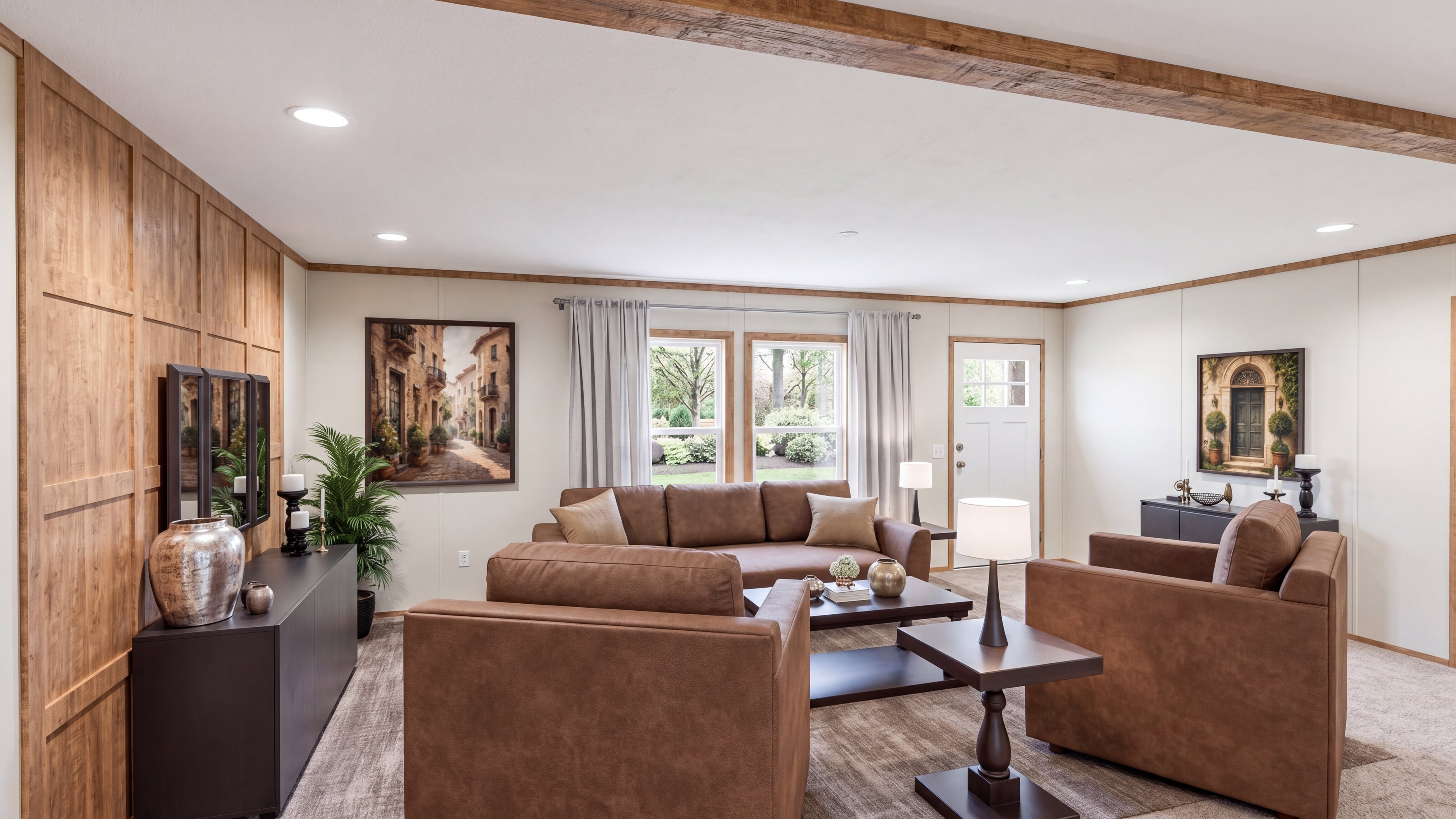 Living room rendering of the Crockett home.