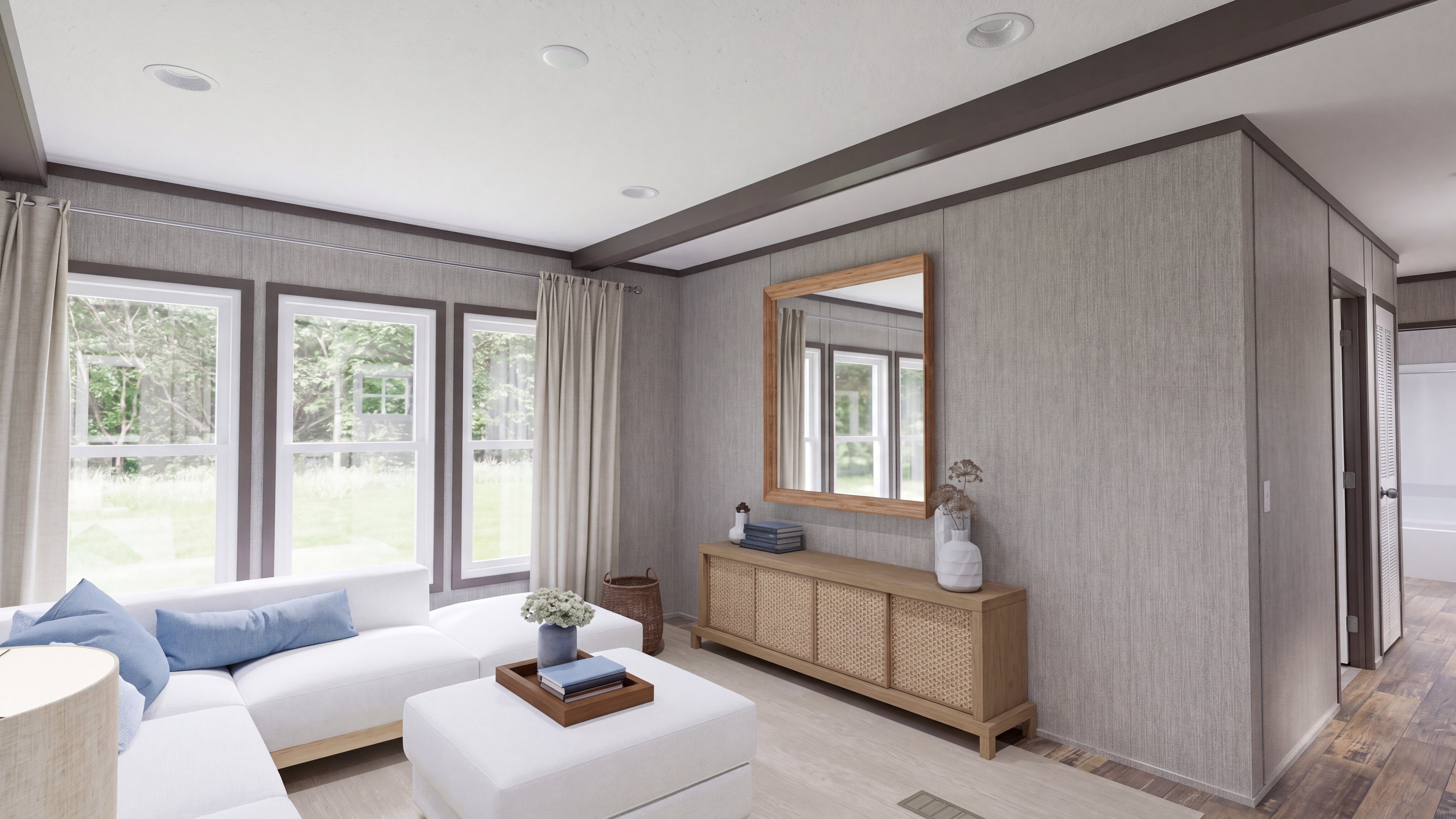 Living room rendering of the The Seaside home.
