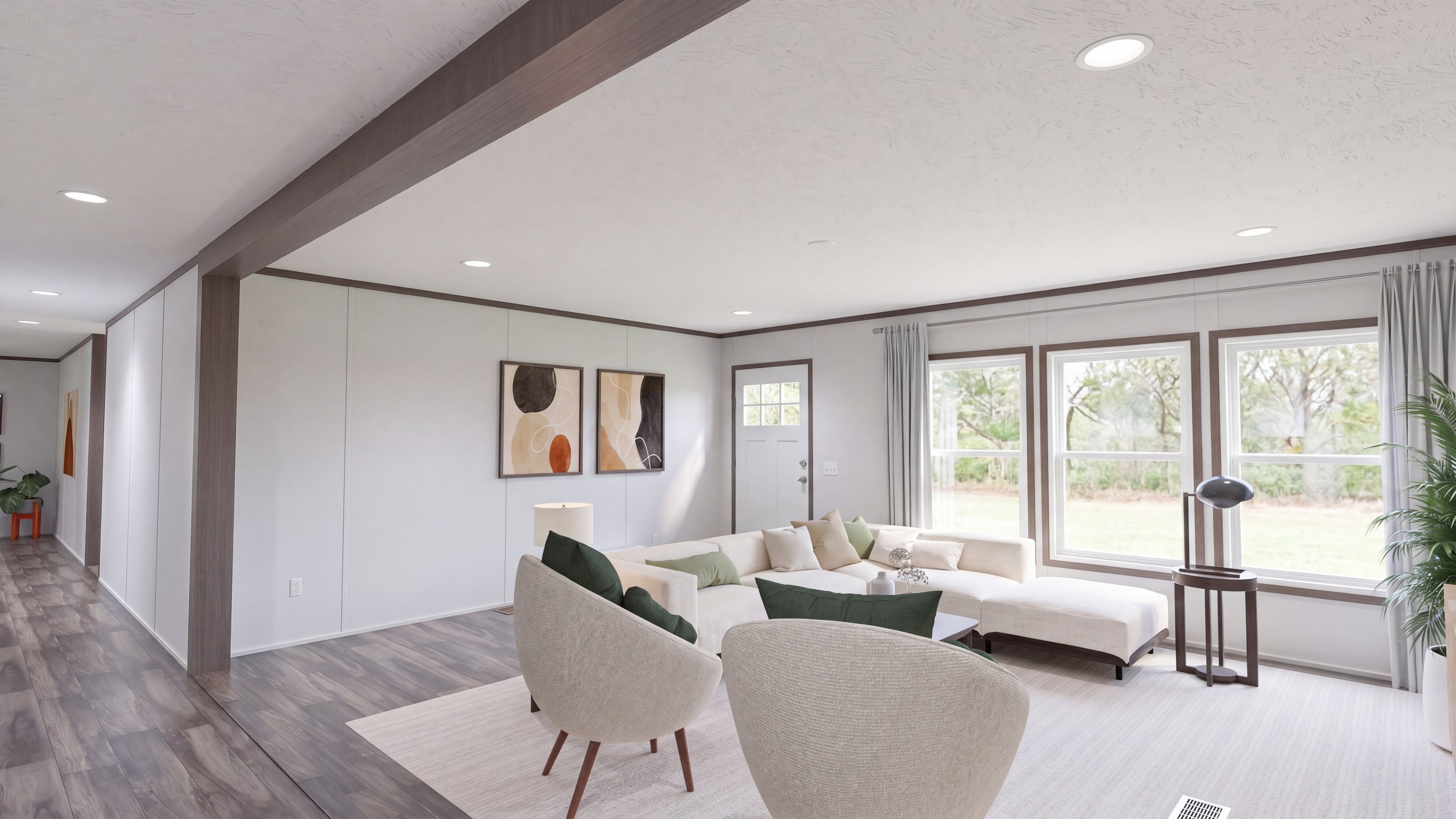 Living room rendering of the Empower home.
