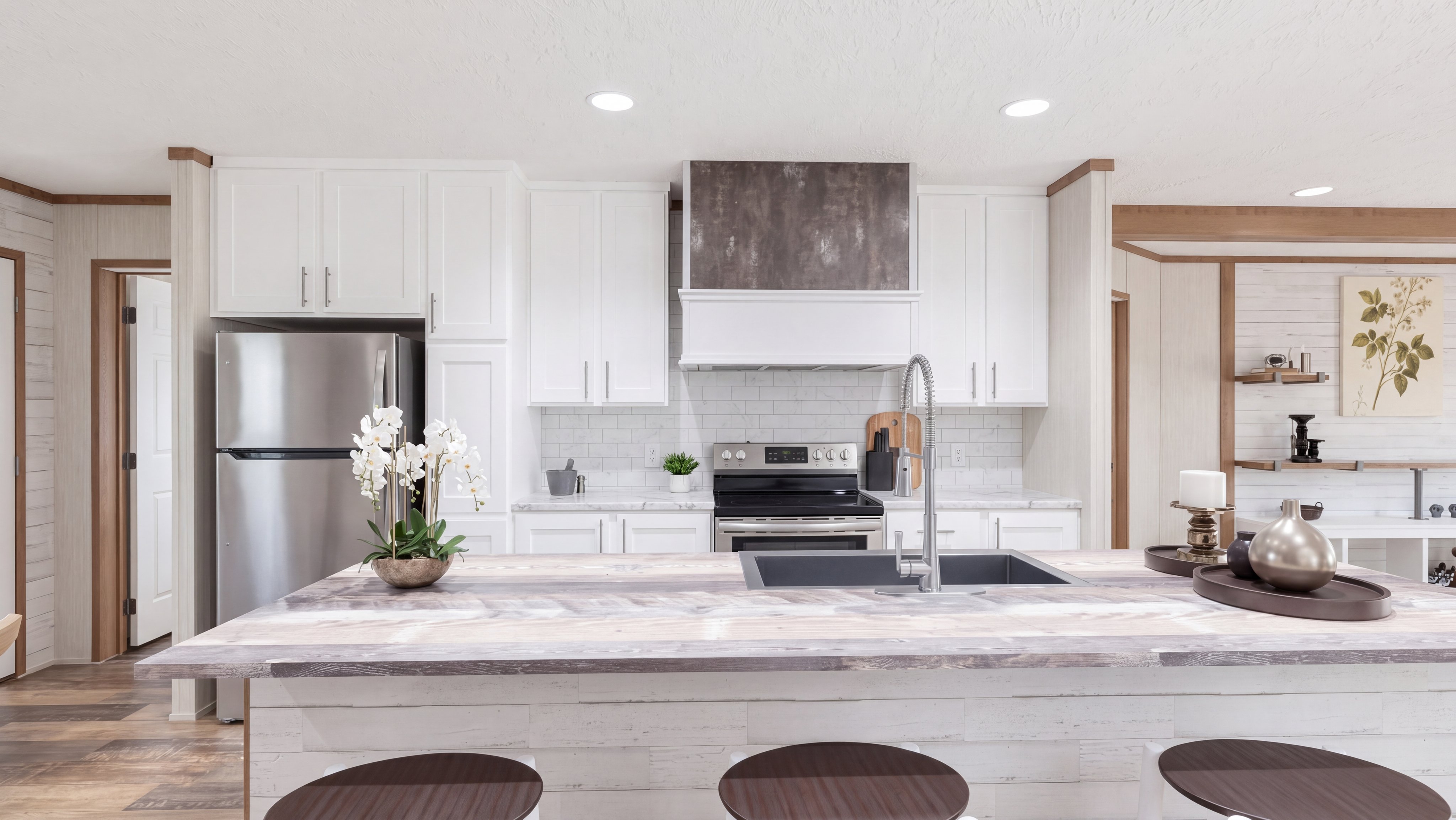 Kitchen rendering of the The Southern Farmhouse 48x28 home.
