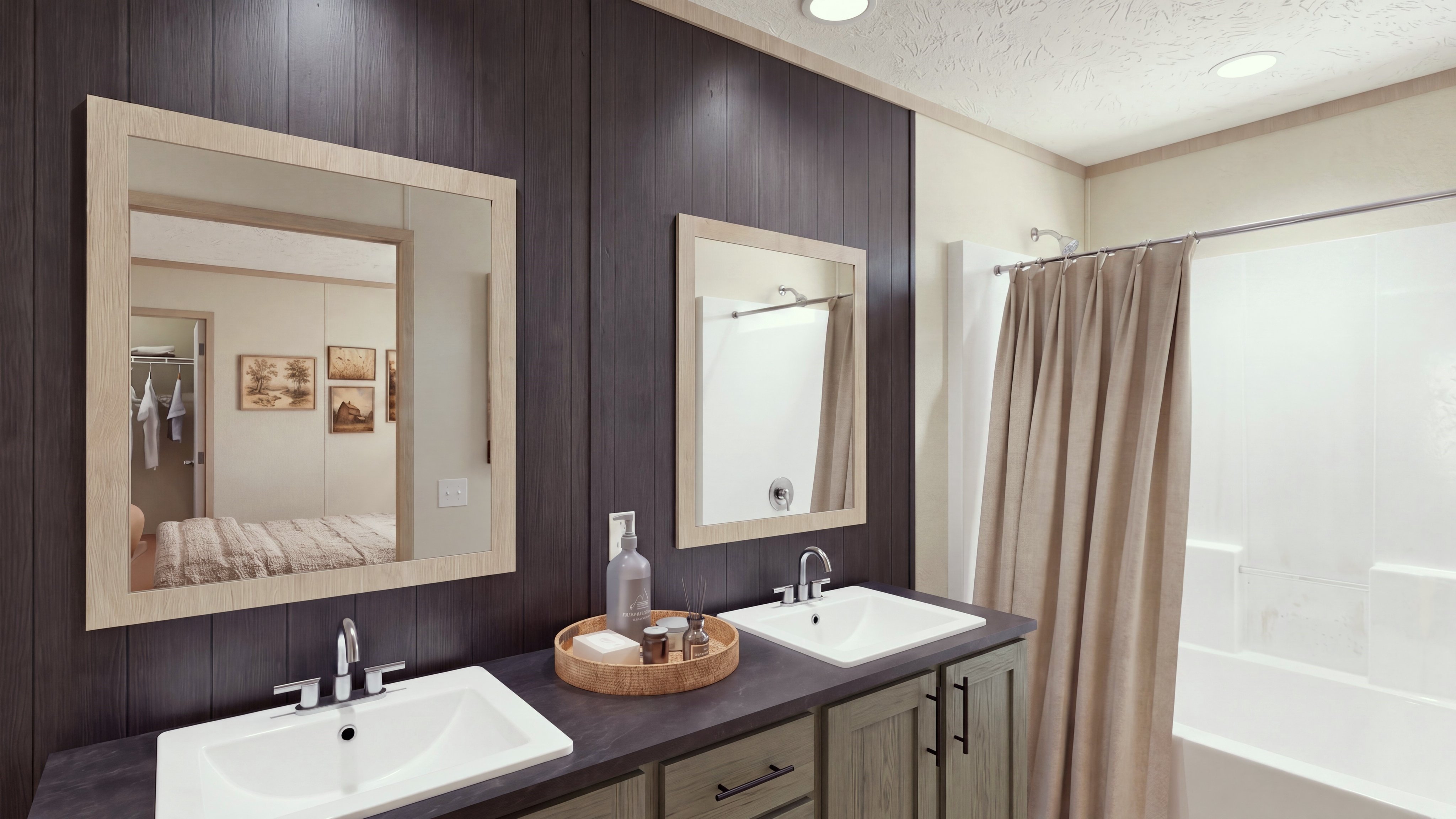 Primary bathroom rendering of the Zion home.