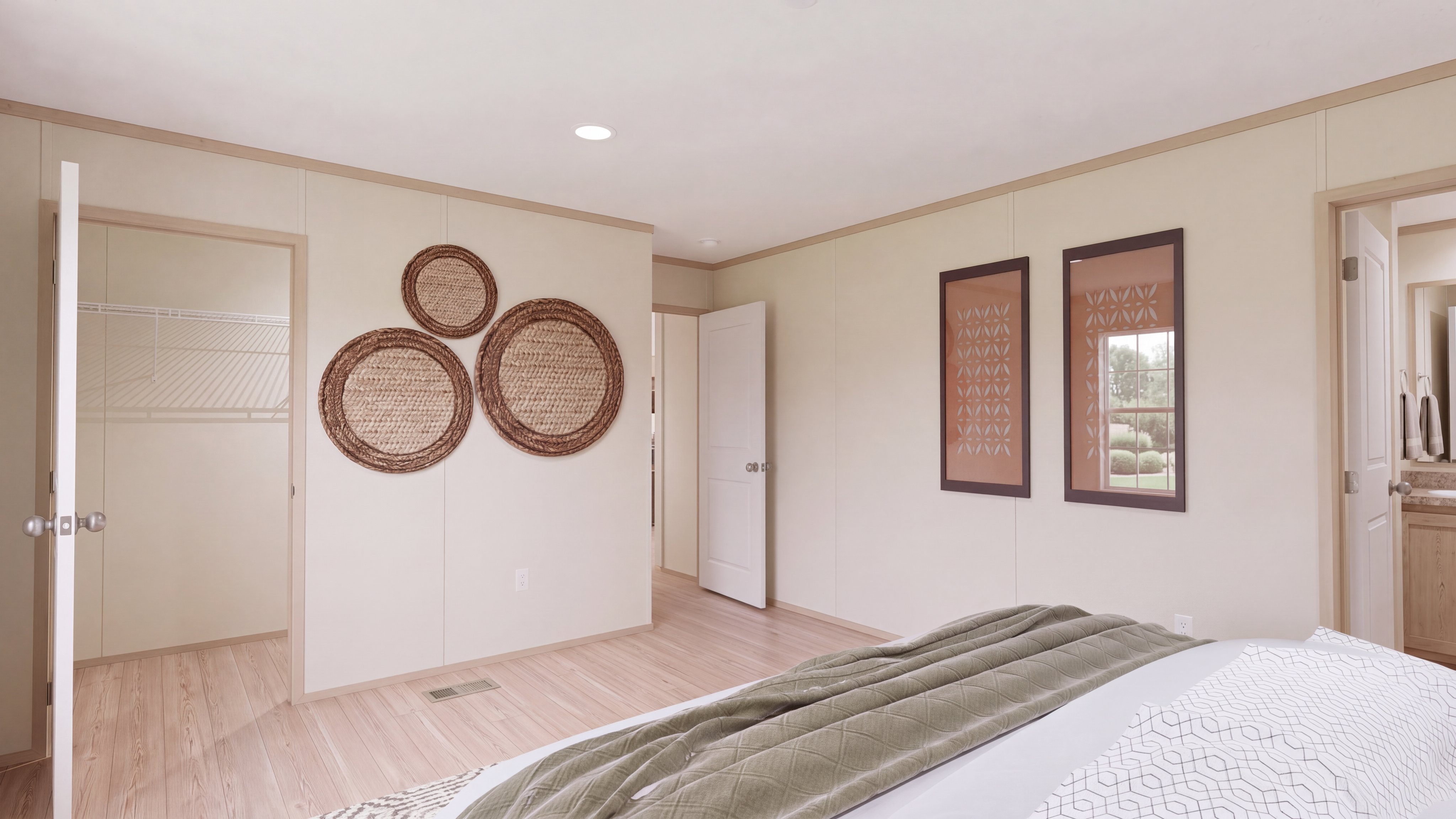 Primary bedroom rendering of the Morocco home.