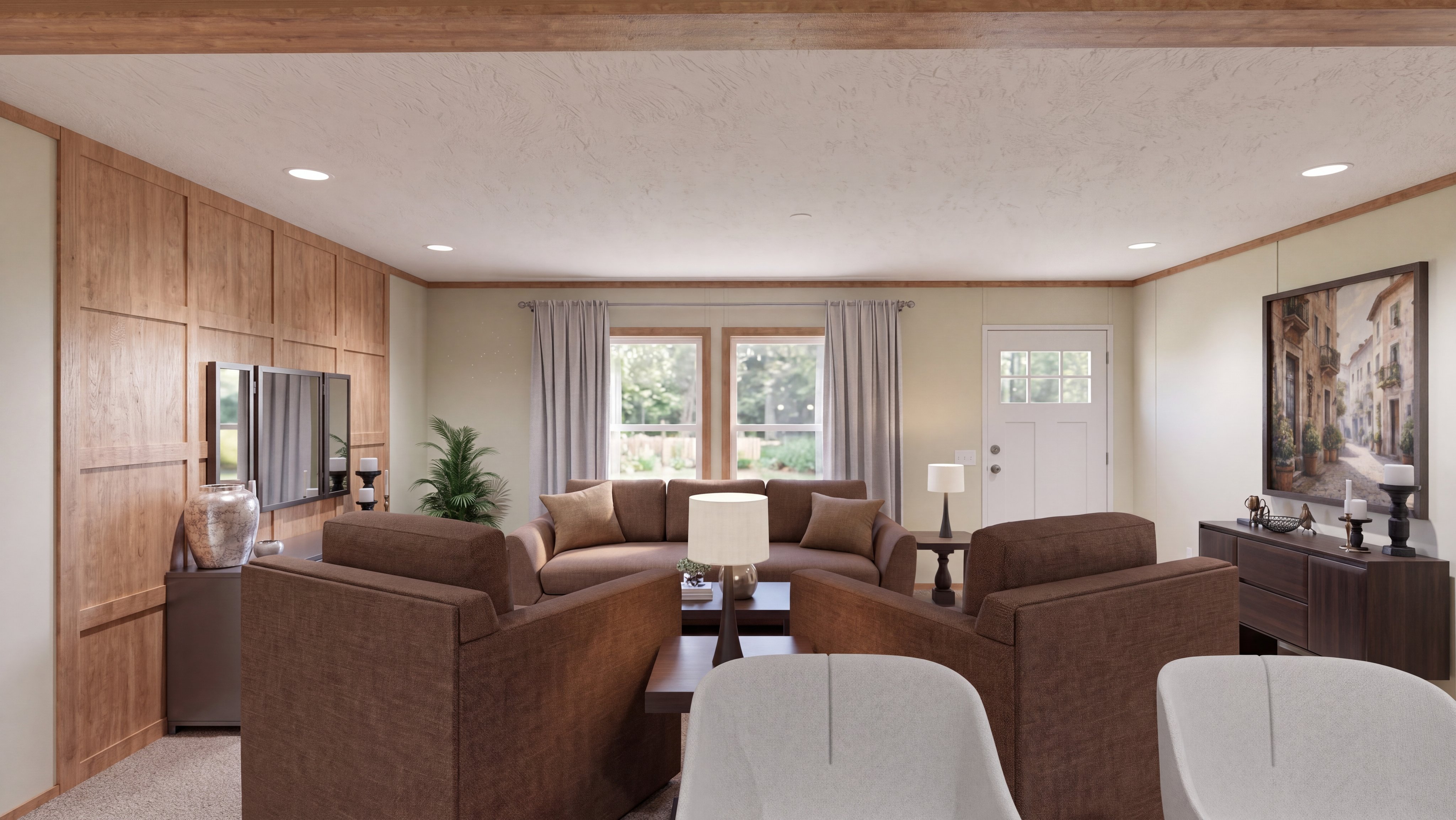 Living room rendering of the Fiji home.