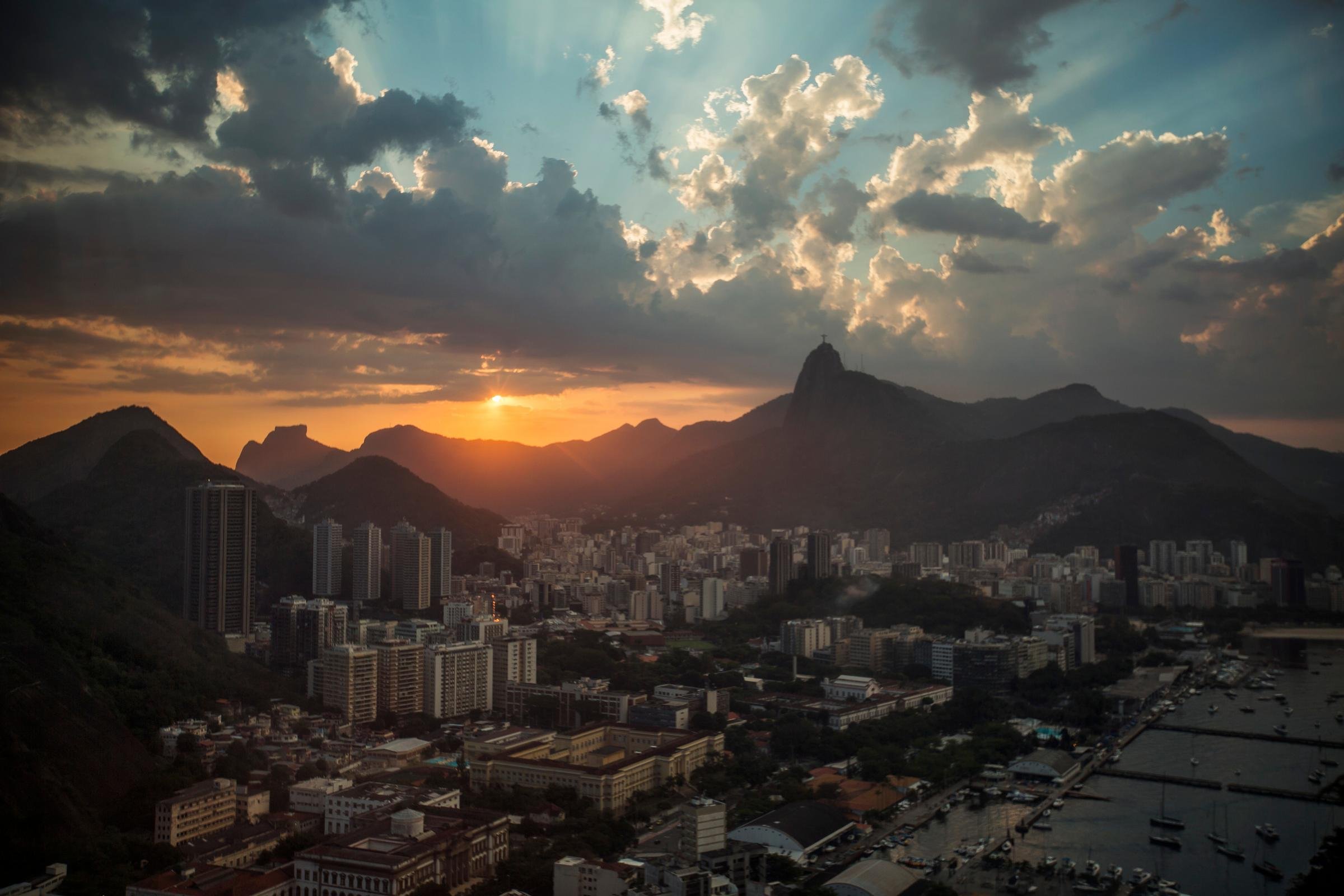 Brazil Rio de Janiero Sunset Cityscape