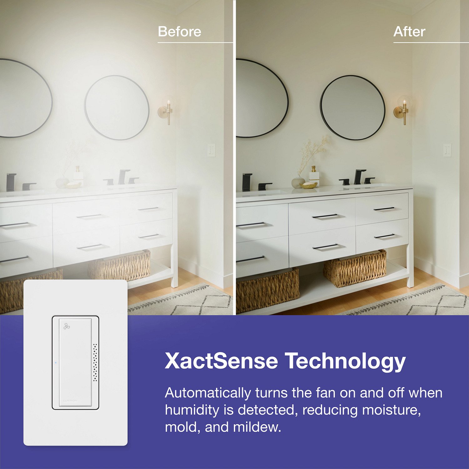 Picture of MS-HS3-WH - XactSense Humidity Sensor Switch - Perfect for Bathrooms