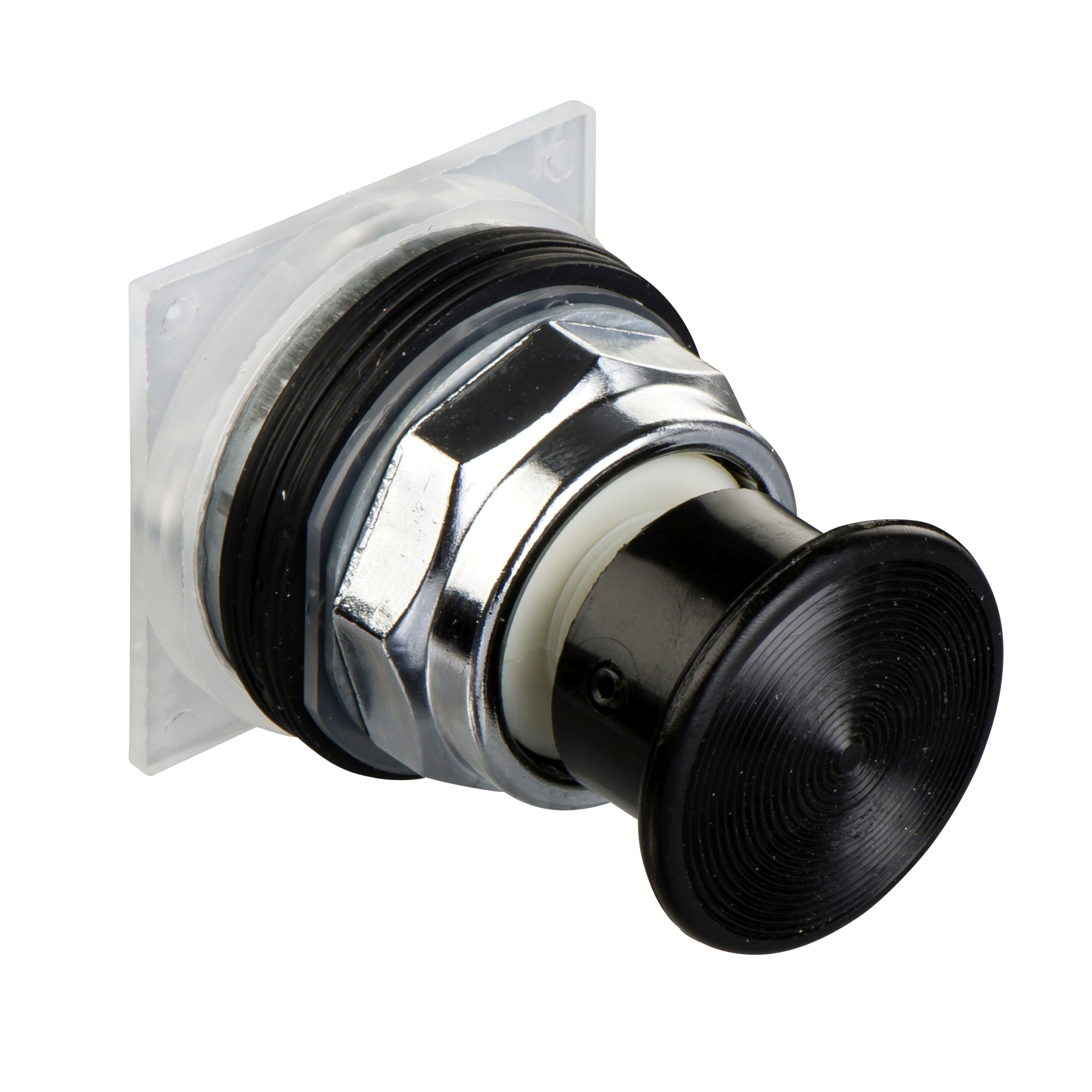 9001KR24B - Push-button head, Harmony 9001K, metal, mushroom 35mm, black, 30mm, spring return