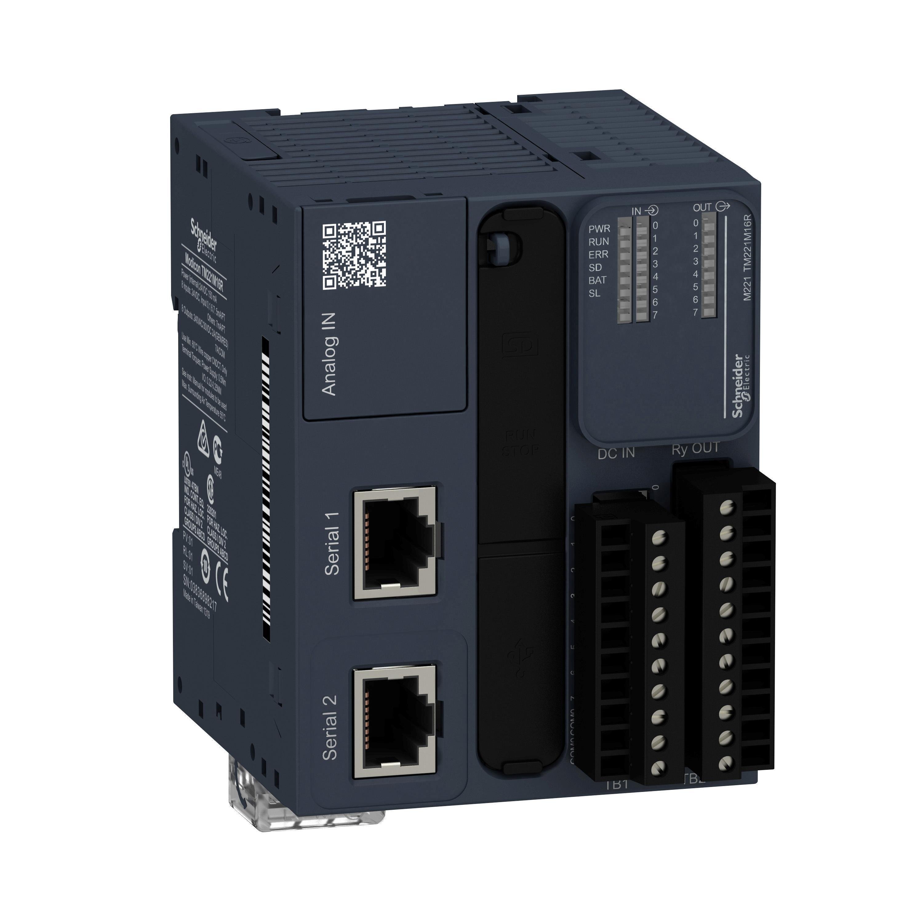 TM221M16R - logic controller, Modicon M221, 16 IO, relay