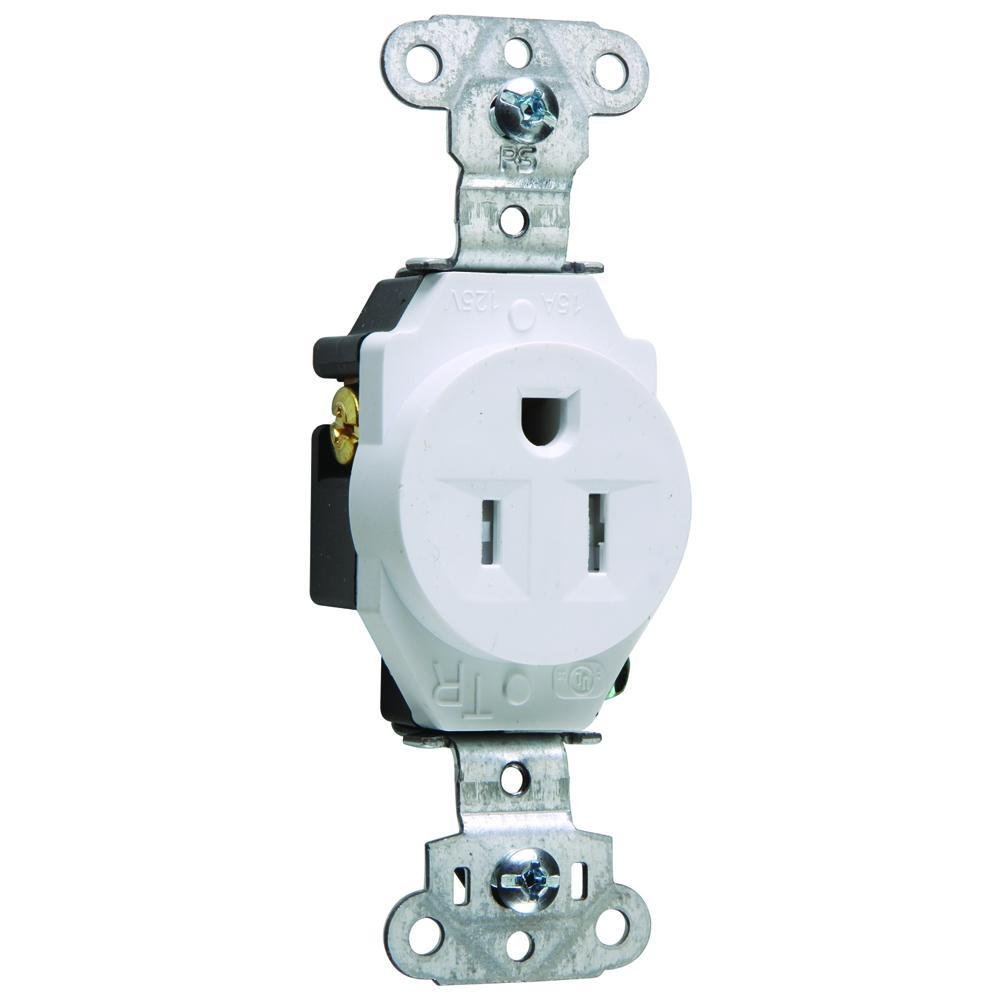 TR5251W - 15A 125V Construction Spec-Grade Tamper-Resistant Single Receptacle, Back and Side Wire, White
