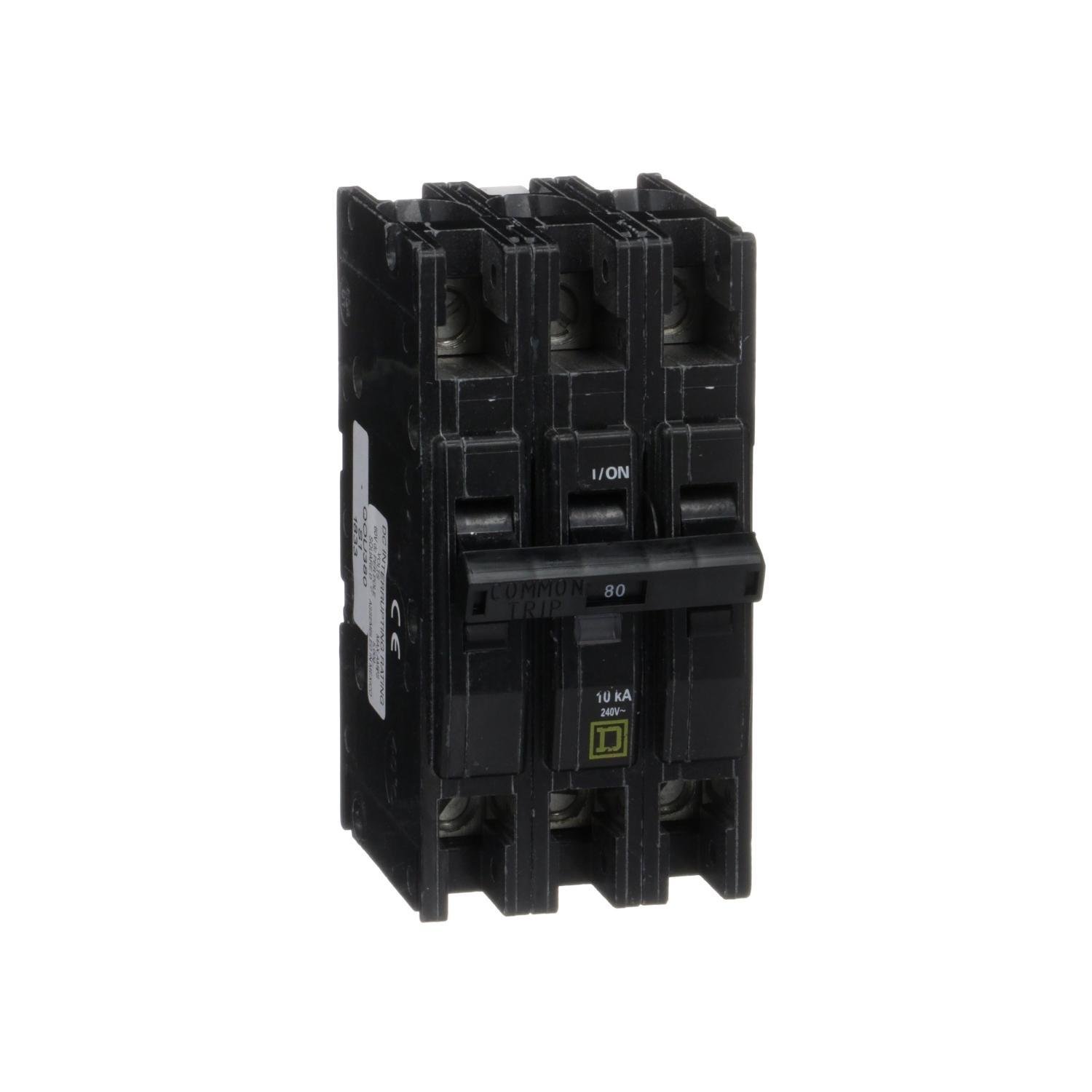 QOU380 - Mini circuit breaker, QOU, 80A, 3 pole, 240 VAC, 10kA