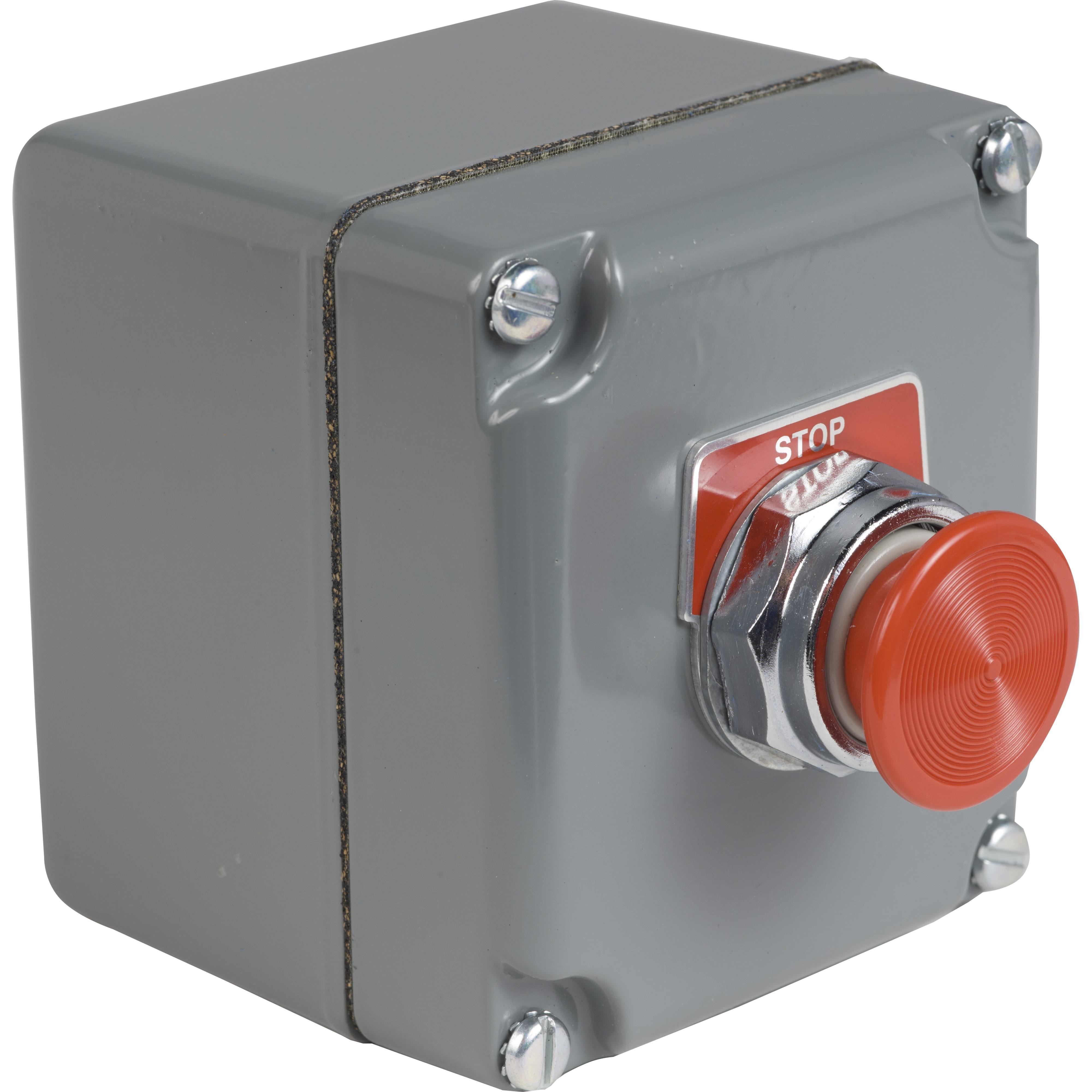 9001KYK14 - 30mm push button, Type K, control station, red momentary mushroom button, 6A inductive at 120VAC, STOP, NEMA 4, 13
