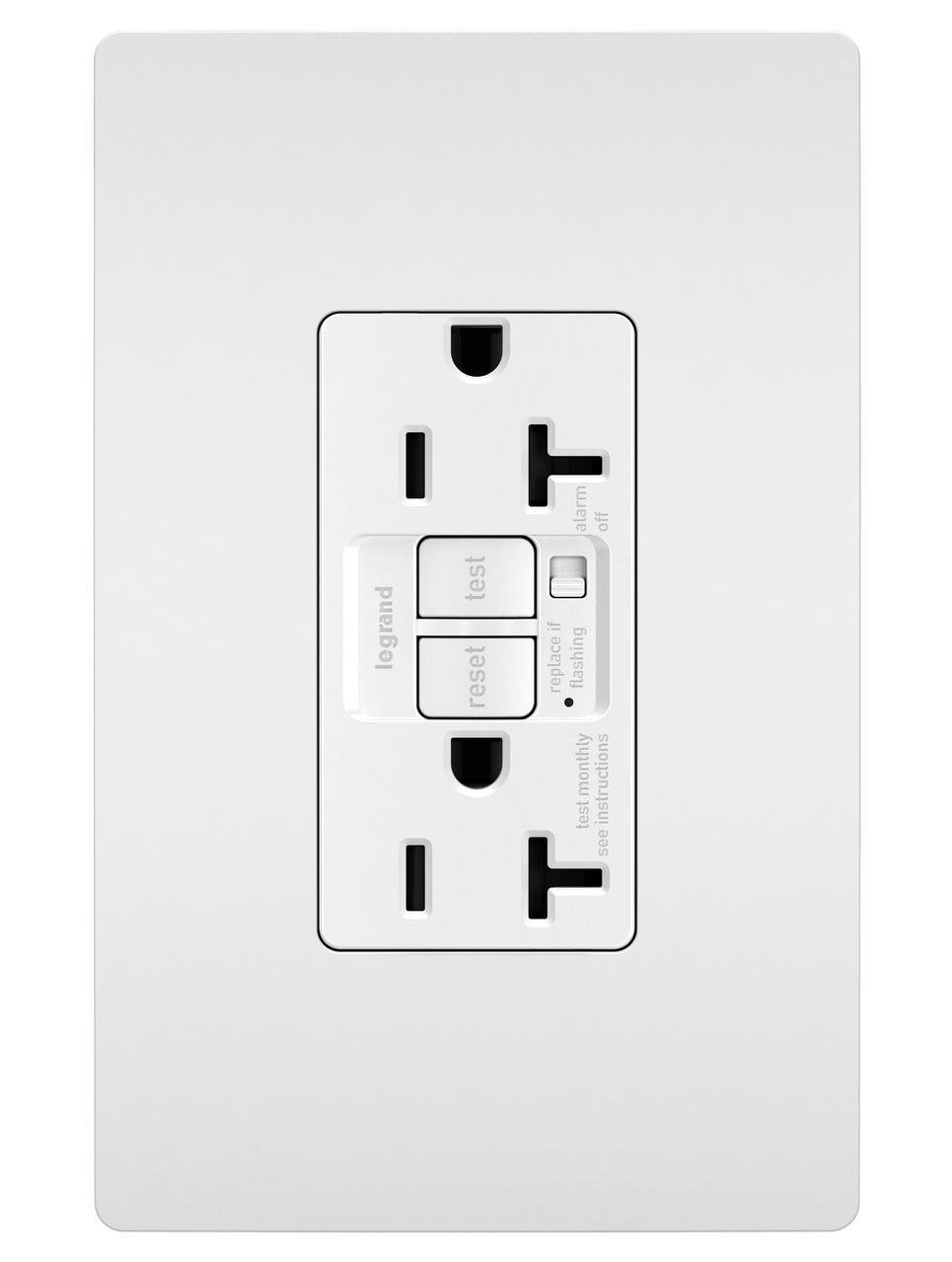 Picture of 2097-TRAW - Spec-Grade Audible Alarm Tamper-Resistant 20A Self-Test Duplex GFCI, White 2097TRAW