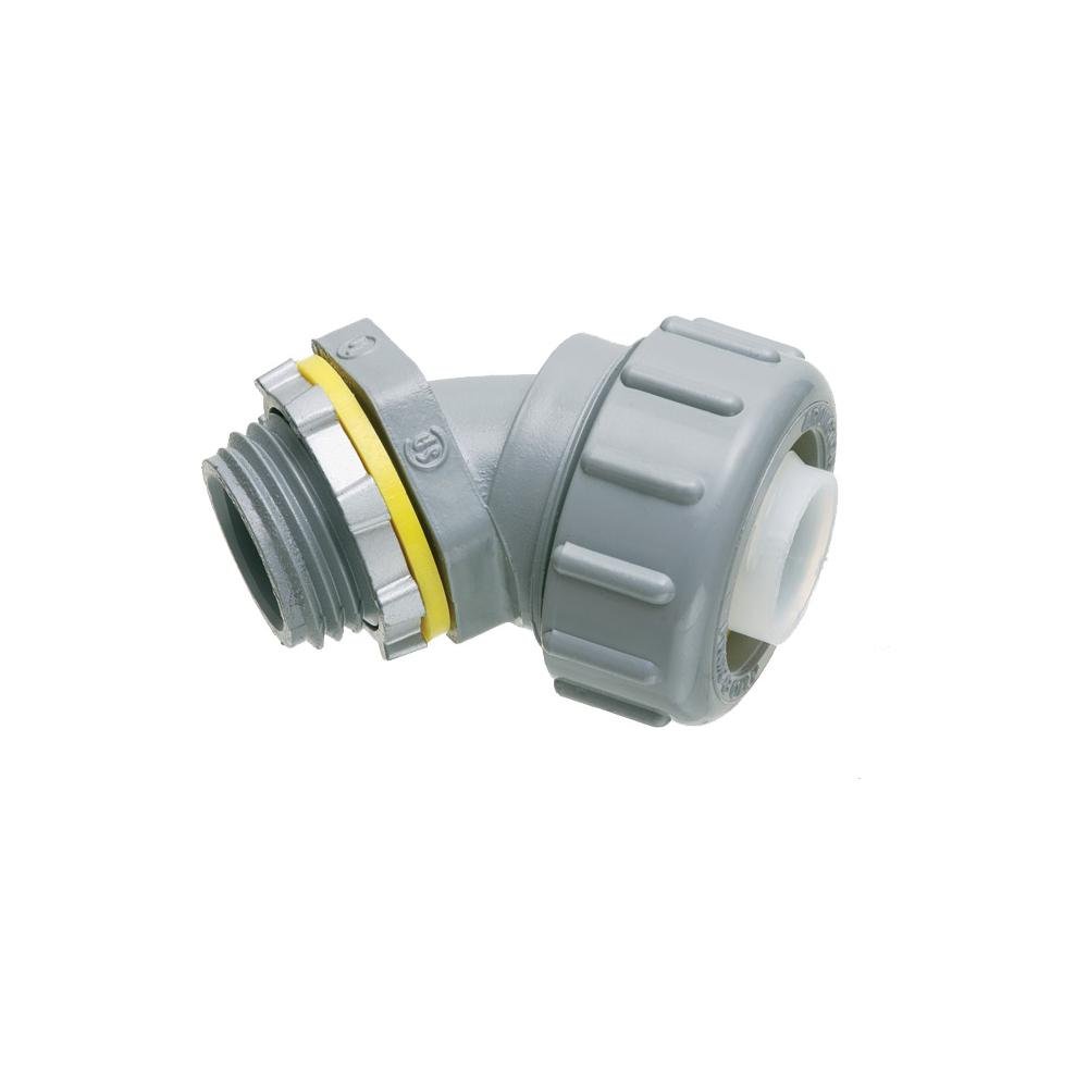 NMLT4575 - Non Metallic 45 degree connector for use with non metallic liquid tight conduit type B only. 3/4" Trade Size.