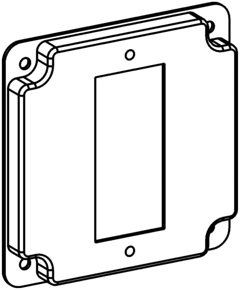 4404 - RAISED 1/2", 4" SQUARE (4S) GFCI / DECORATIVE SWITCH INDUSTRIAL COVER WITH CRUSHED CORNER