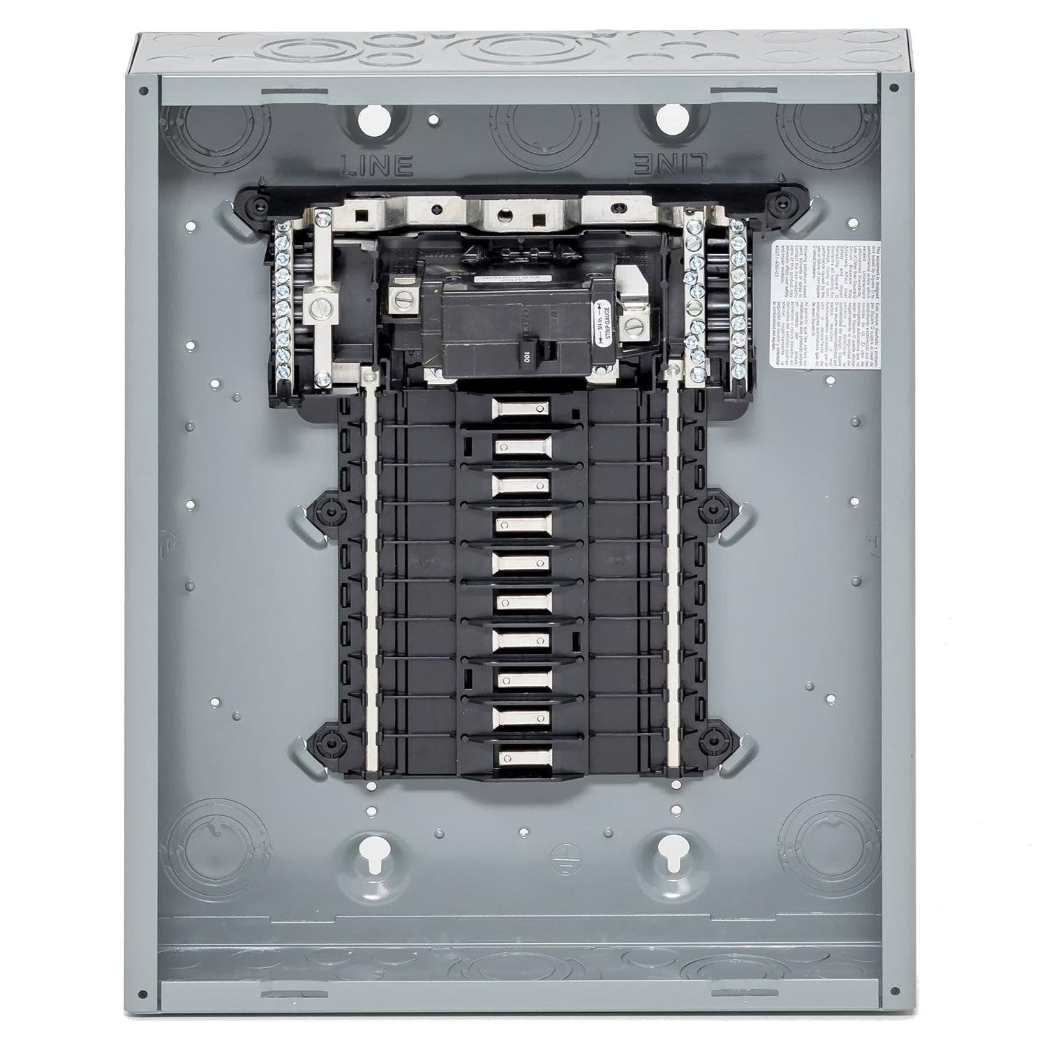 QO120M100P - Load center, QO, 1 phase, 20 spaces, 24 circuits, 100A convertible main breaker, PoN, NEMA1, UL