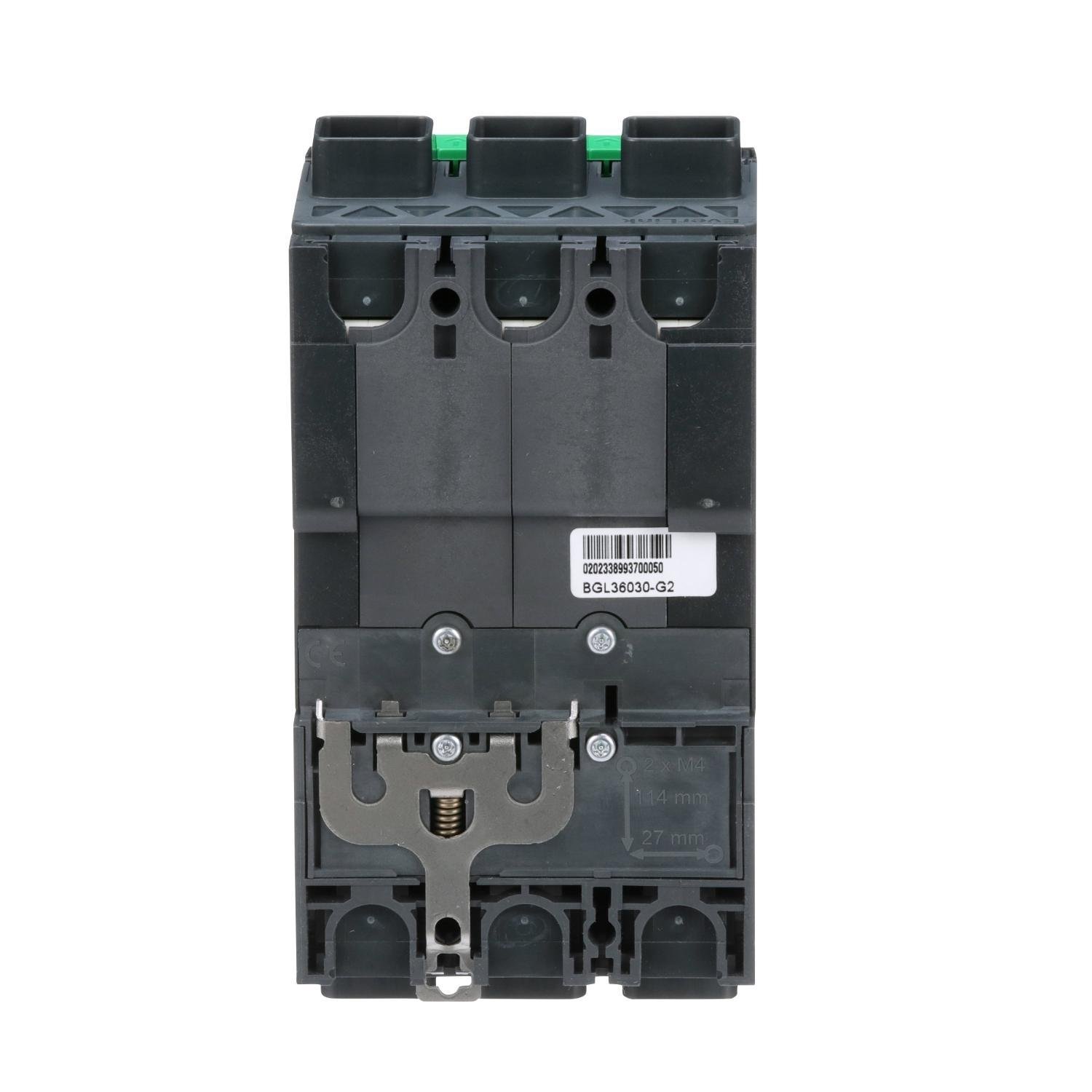 Picture of BGL36030 - Circuit breaker, PowerPacT B, 30A, 3 pole, 600Y/347VAC, 18kA, lugs, thermal magnetic, 80%
