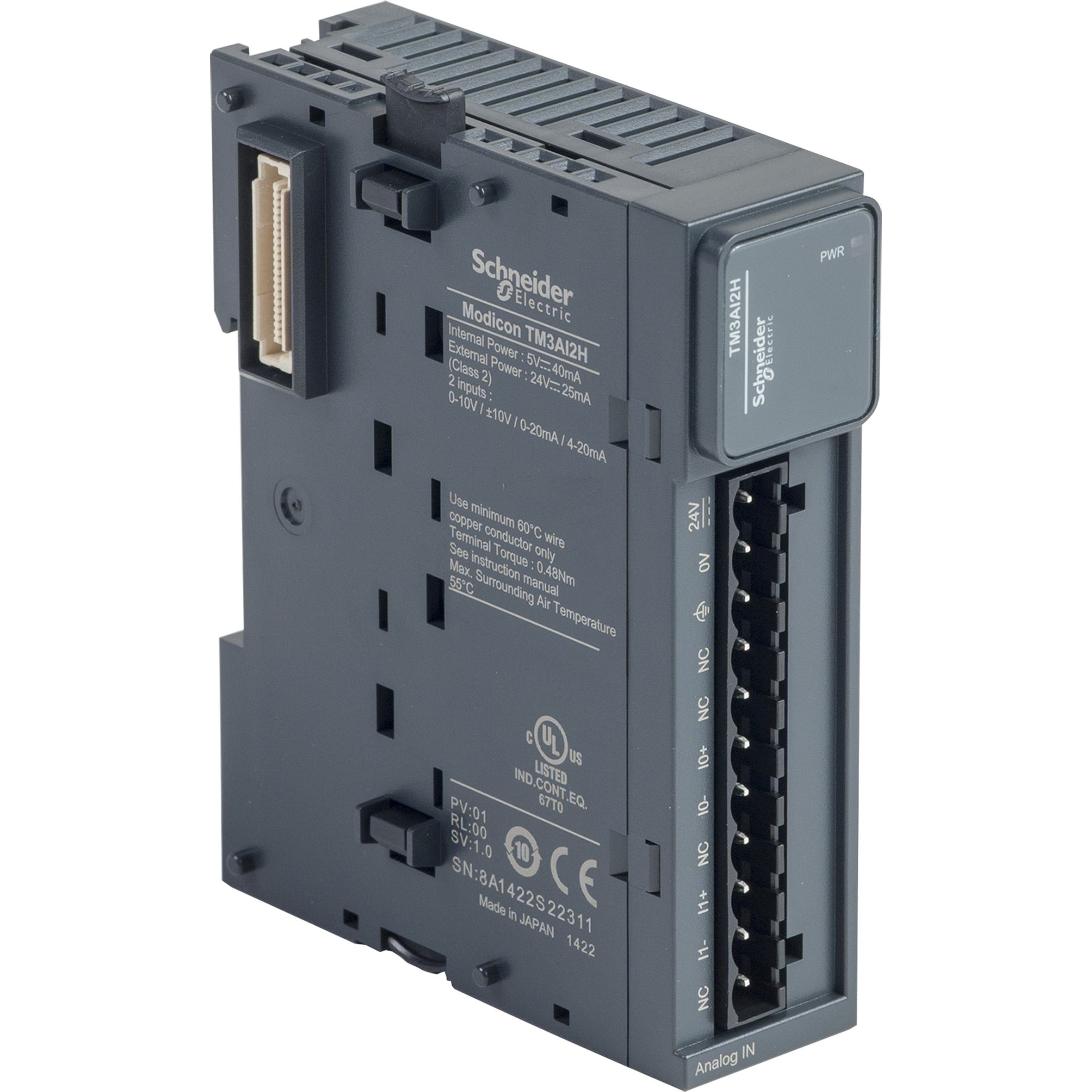 TM3AI2H - analog input module, Modicon TM3, 2 inputs high resolution, screw, 24V DC