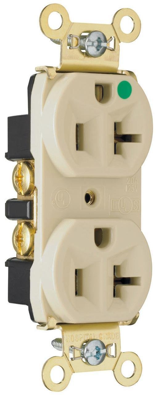 Picture of PS8300-HW - 20A 125V Heavy Duty Hospital-Grade Duplex Receptacle, Back and Side Wire, White