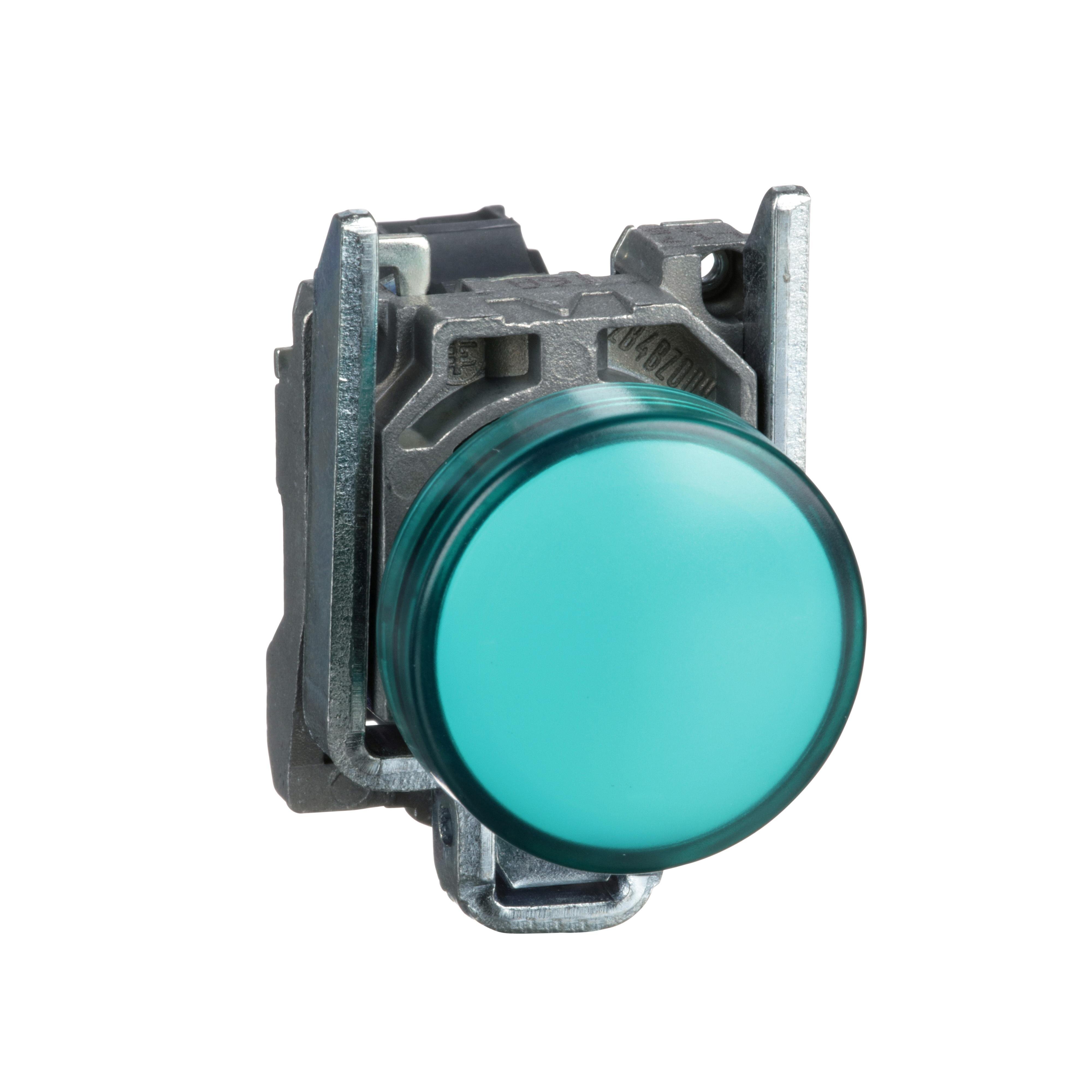 XB4BVB3 - Pilot light, Harmony XB4,metal, green, 22mm, universal LED, plain lens, 24V AC DC