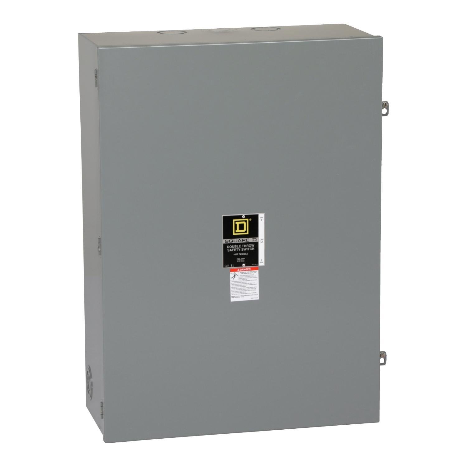 Picture of DTU324N - Safety switch, double throw, non fusible, 3 pole, 4 wire, 240VAC, 200A, Type 1, with neutral