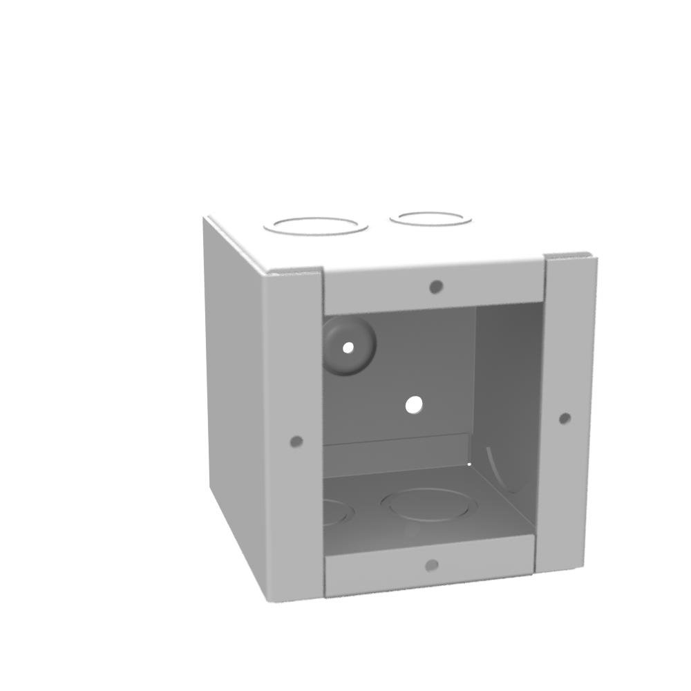 444-SC1 - 4X4X4 Screw Cover Type 1 UL Listed Steel Knockouts ANSI 61 Gray Cover With Teardrop Slots Mounting Holes In Back