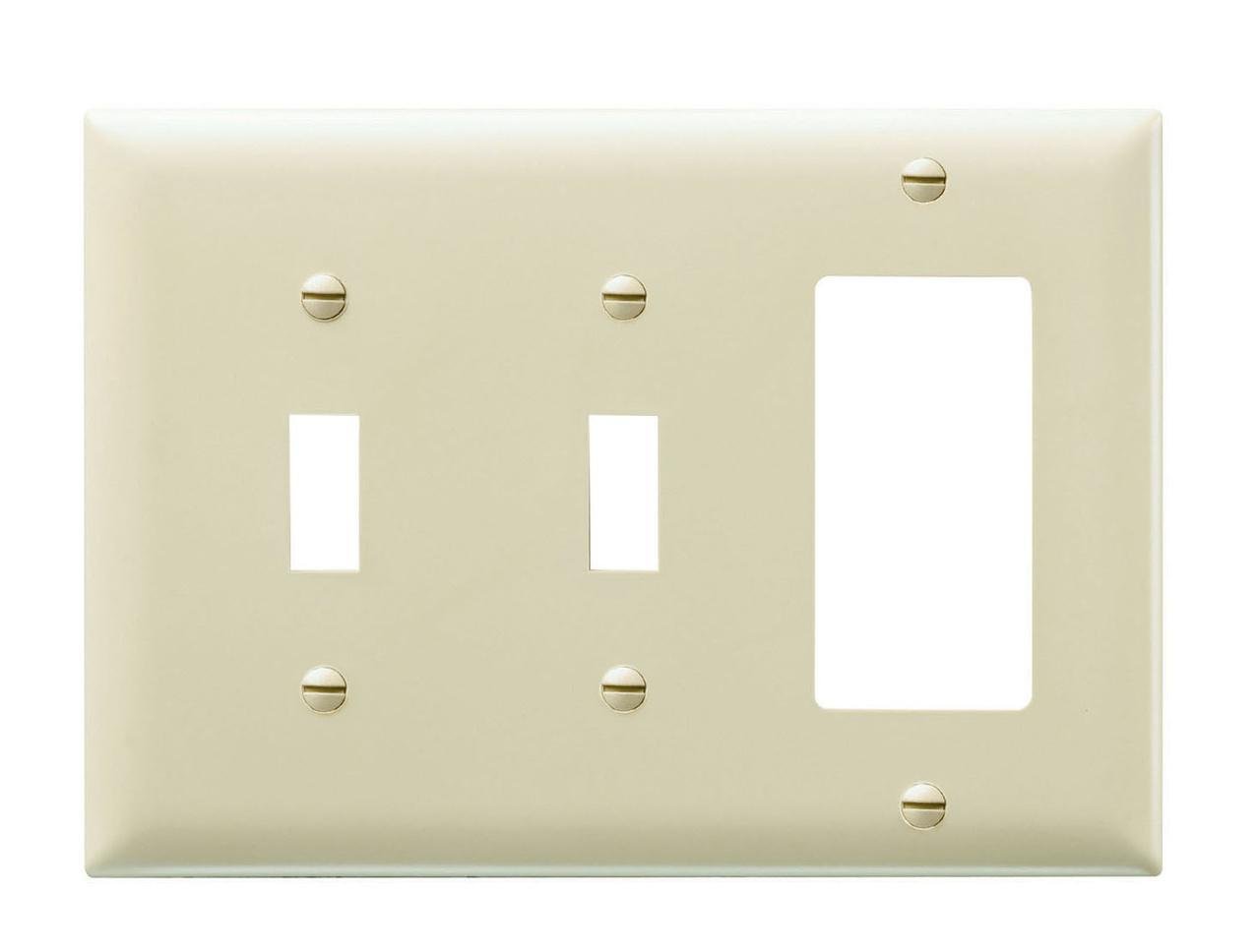 Picture of TP226-GRY - Combination Openings, 2 Toggle Switch and 1 Decorator, Three Gang, Gray