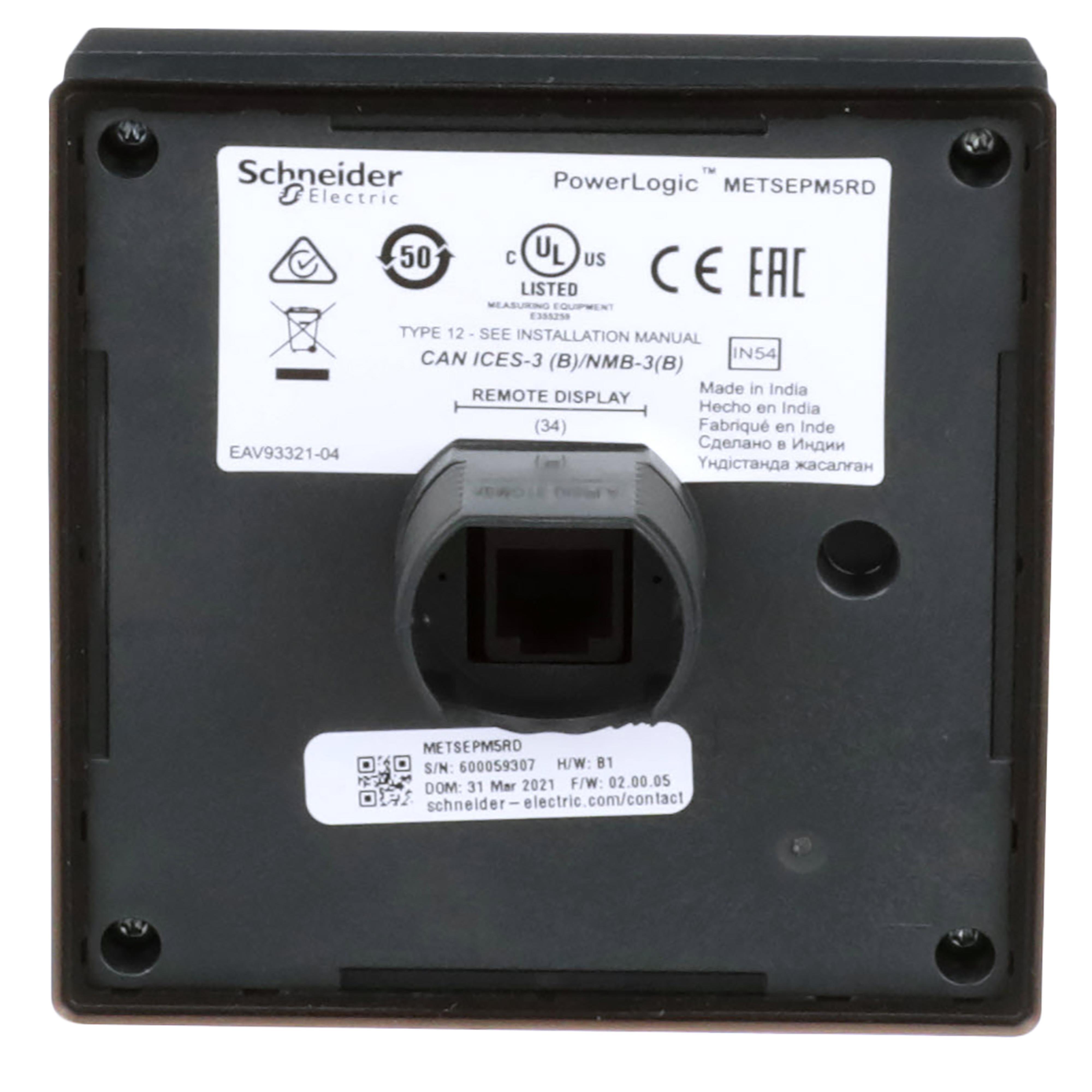 Picture of METSEPM5RD - Power Logic PM5000 - 5RD Remote display 96 x 96 mm monochrome