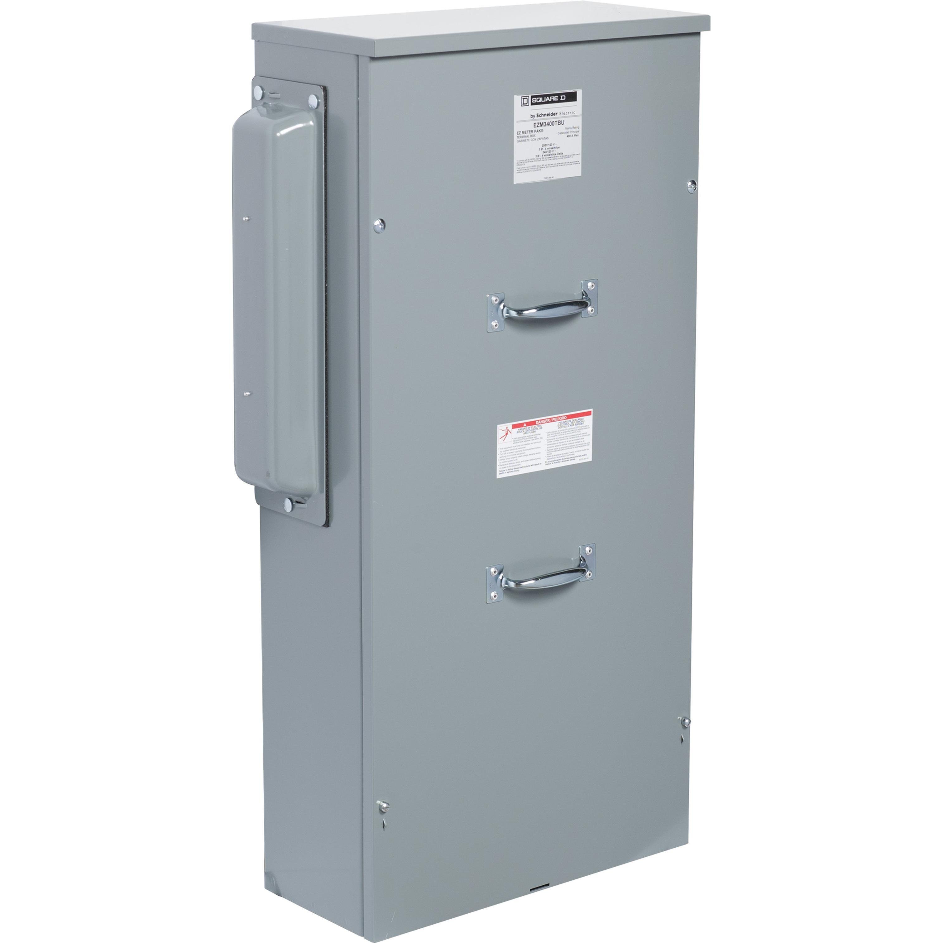 EZM3400TBU - Main lugs unit, EZ Meter-Pak, 400A, 240VAC max, 3ph/4W, 400A bus, UG, Type 3R, EUSERC