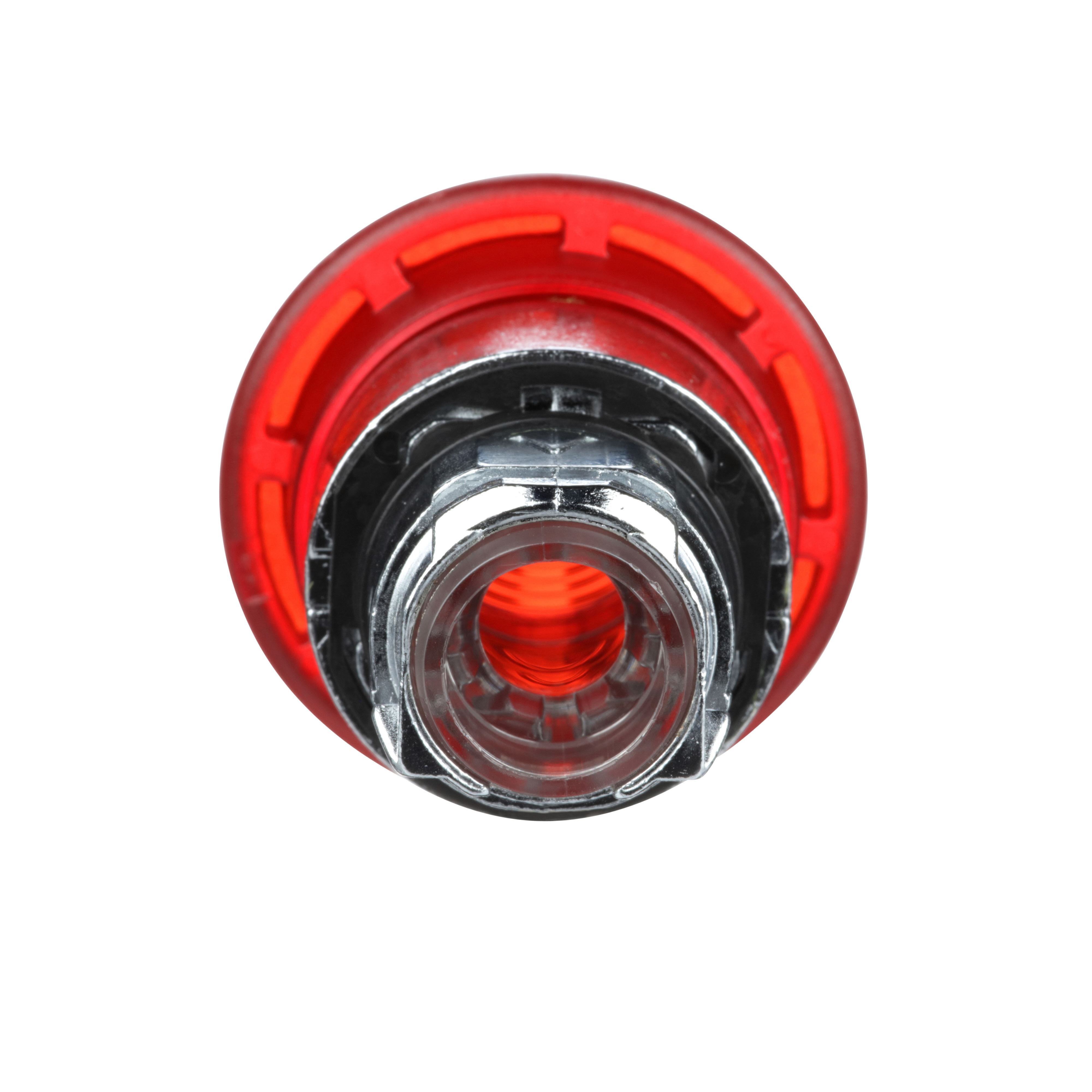 Picture of ZB4BW643 - Head for illuminated emergency switching off push button, Harmony XB4, metal, red mushroom 40mm, 22mm, universal LED, push-pull