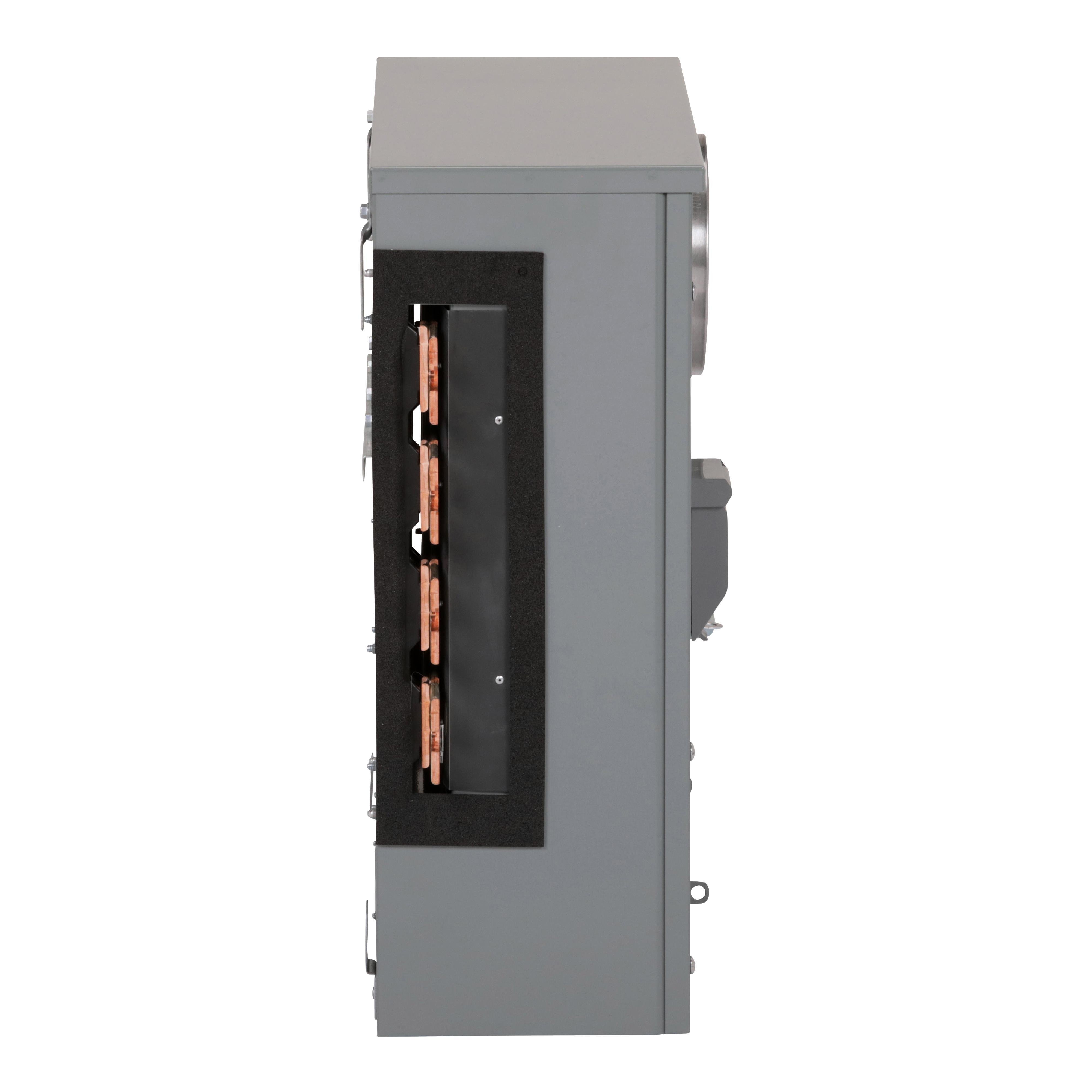 Picture of EZMT331225 - Branch unit, EZ Meter-Pak, 225A, 1 x 7 jaw socket, 208Y/120VAC, test block bypass, ringed, 1200A Al/Cu busbar