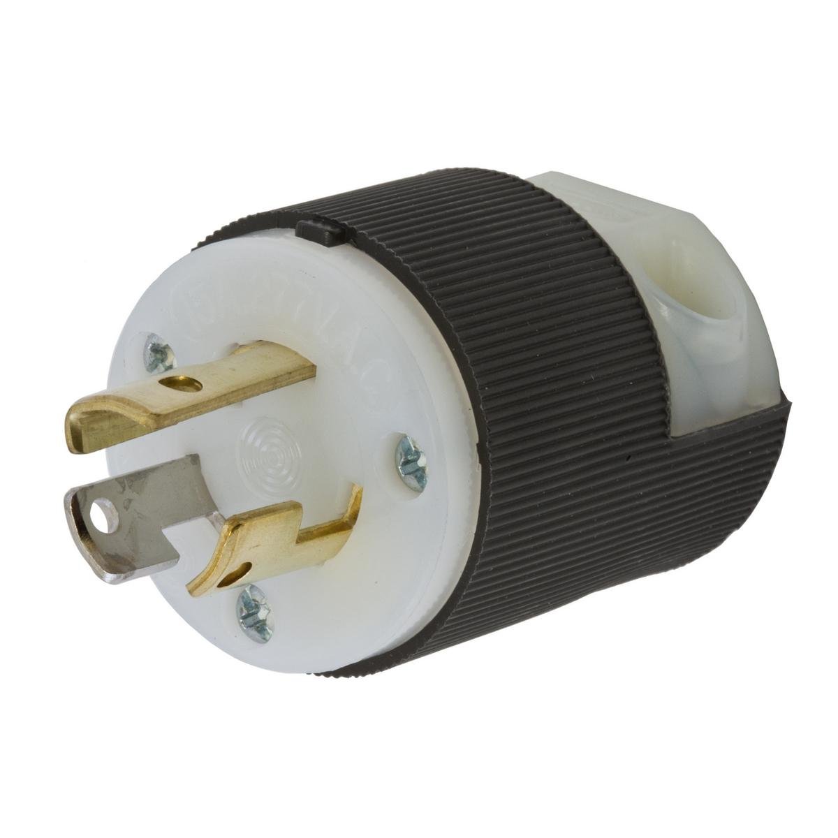 HBL4770C - Locking Devices, Twist-Lock®, Industrial, Male Plug, 15A 277V AC, 2-Pole 3-Wire Grounding, L7-15P, Screw Terminal, Black and White