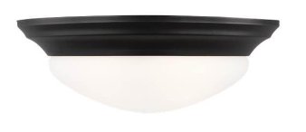 75435-112 - Two Light Flush Mount in Contemporary Style - 14 inches Wide by 4.5 inches high, Midnight Black Finish with Satin Etched Glass