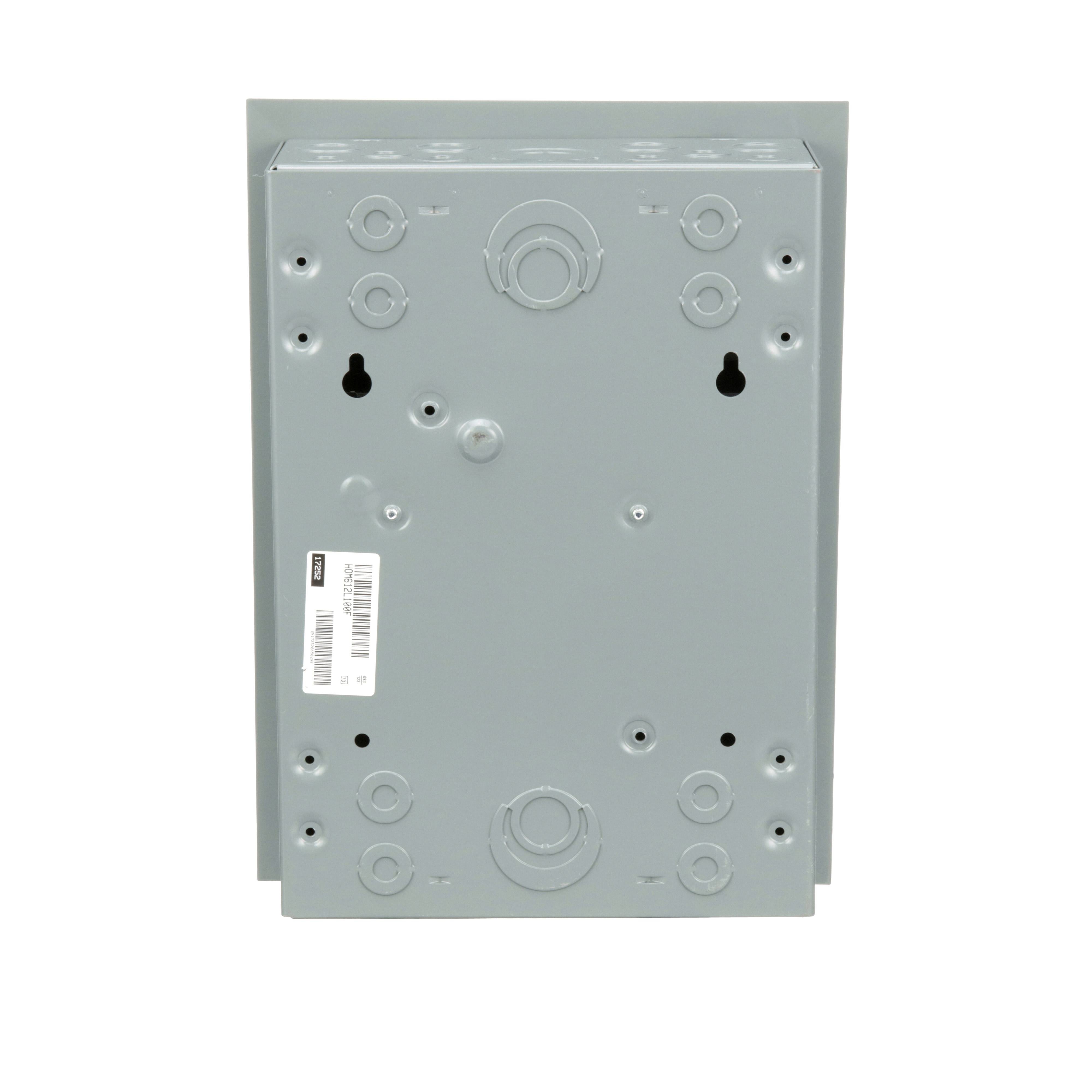 Picture of HOM612L100F - Load center, Homeline, 1 phase, 6 spaces, 12 circuits, 100A fixed main lugs, NEMA1, flush cover