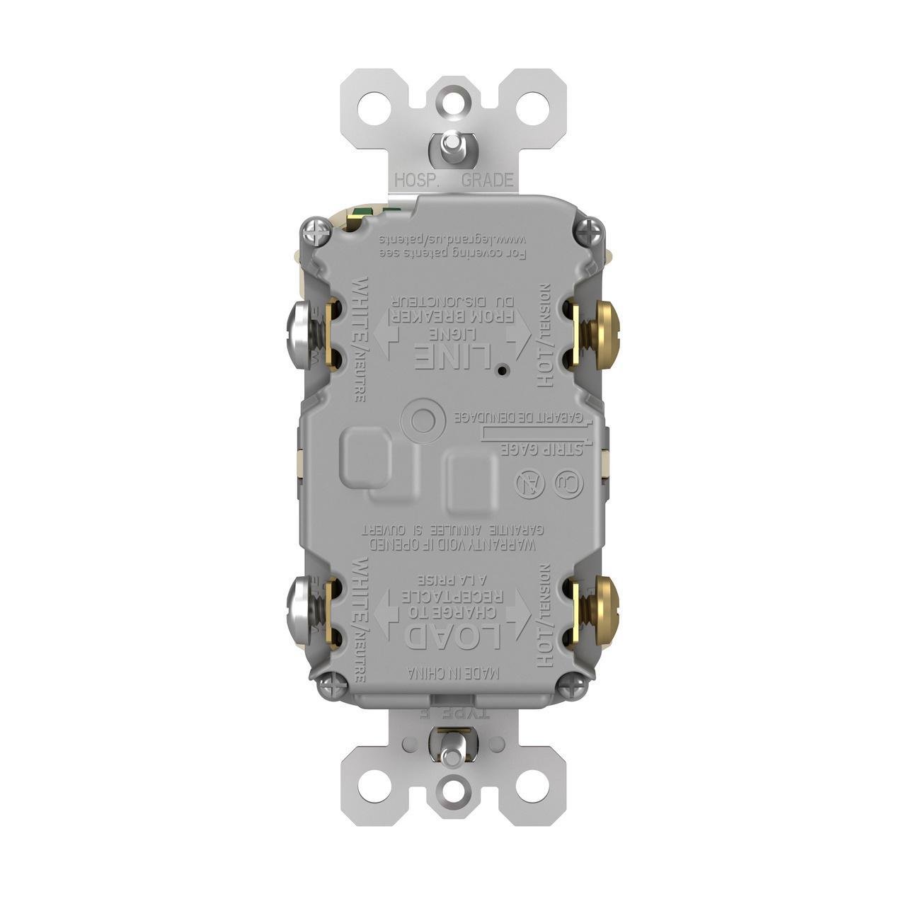 2097-LA - radiant® 20A Duplex Self-Test GFCI Receptacles with SafeLock® Protection, Light Almond