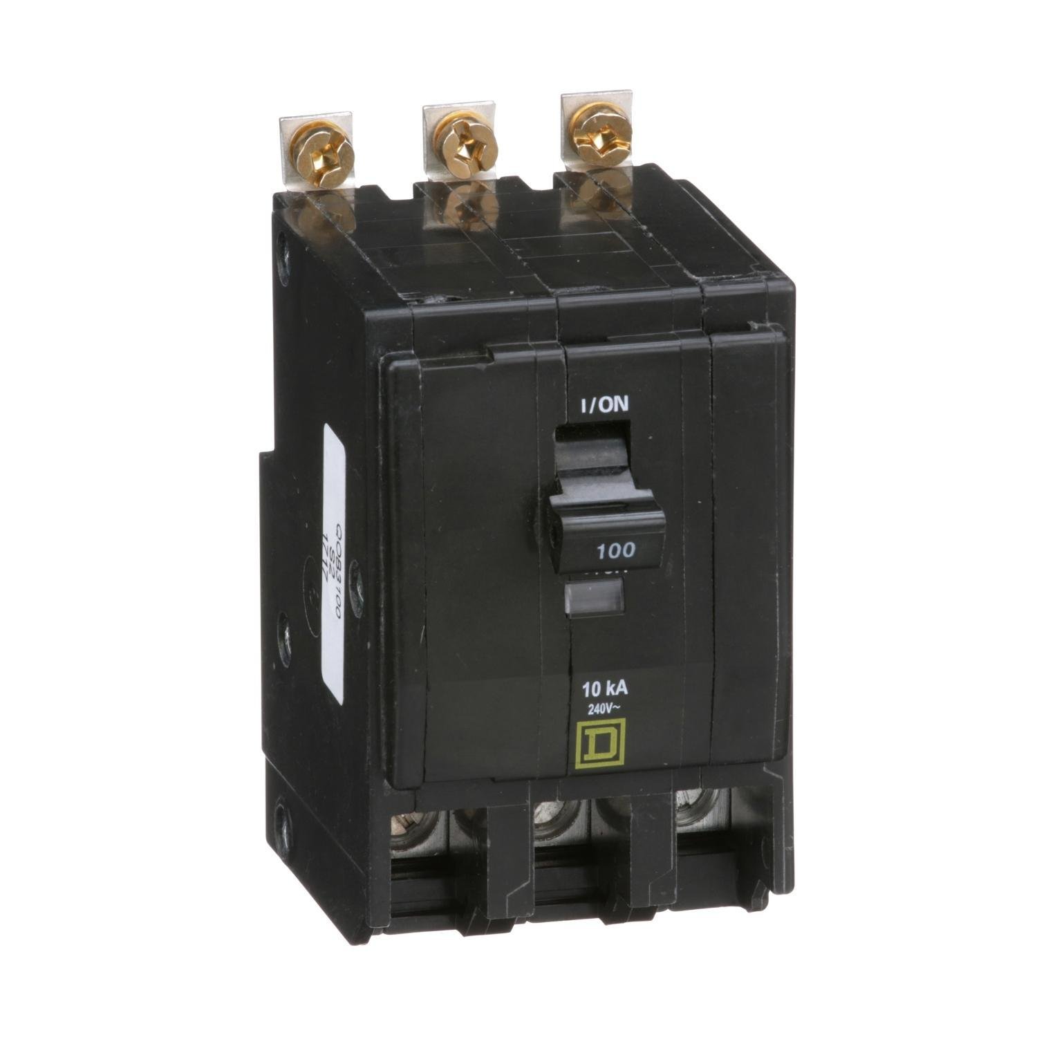 QOB3100 - Mini circuit breaker, QO, 100A, 3 pole, 120/240VAC, 10kA, bolt on
