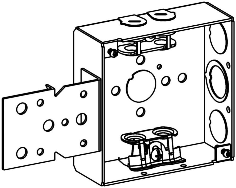 4SB-MC-B - 1-1/2" DEEP, 4" SQUARE (4S) BOX WELDED WITH MC CLAMPS & B BRACKET