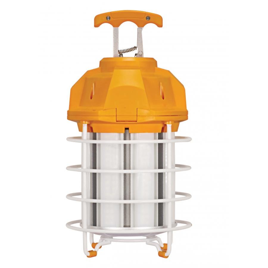 S28946 - 100 Watt LED Hi-lumen temporary hi-bay caged lamp - 5000K - Integrated cord / plug and hook - 120 Volt