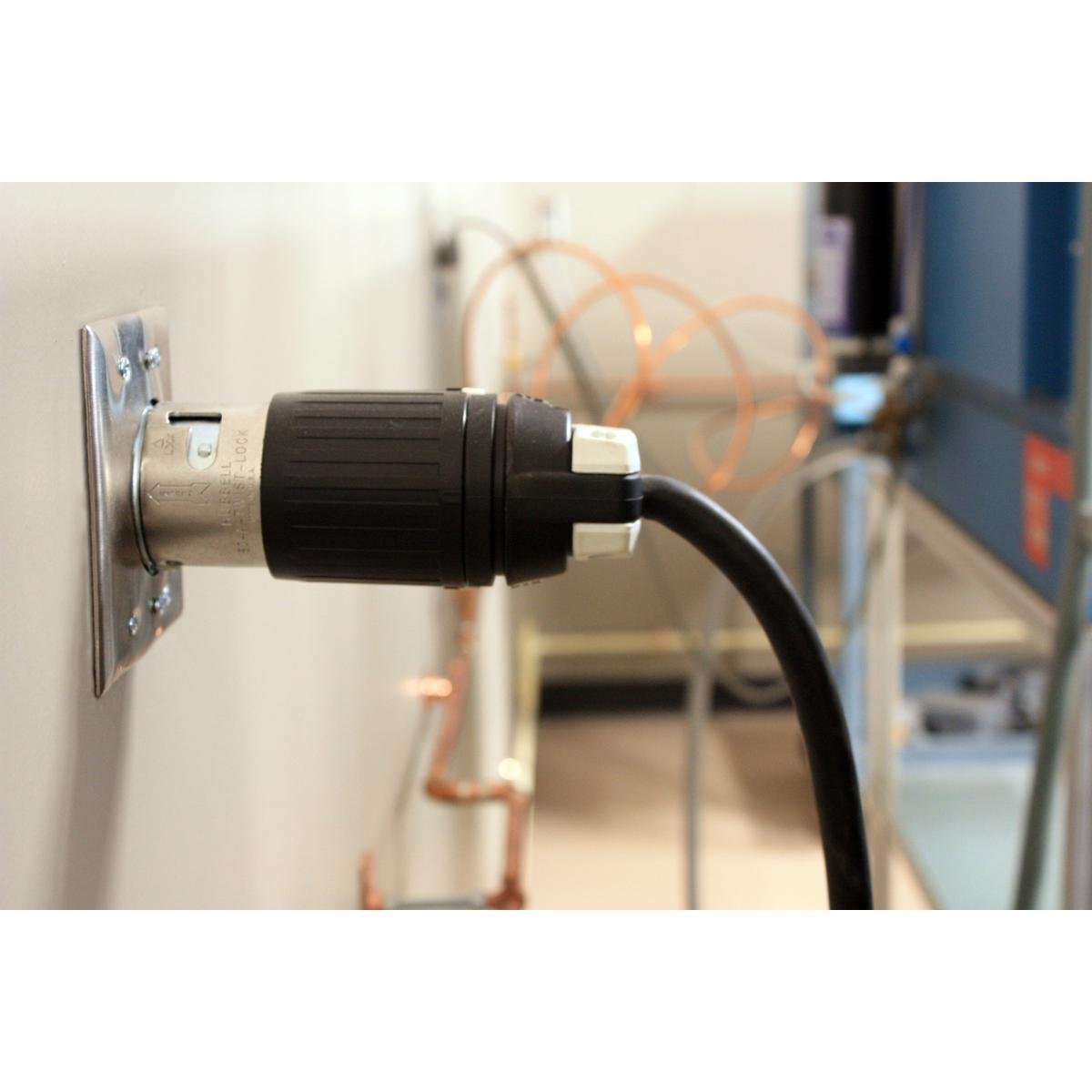 Picture of CS8365C - Locking Devices, Twist-Lock®, Industrial, Male Plug, 50A, 3-Phase Delta 250V AC, 3-Pole 4-Wire Grounding, Non- NEMA, Screw Terminal, Black and White