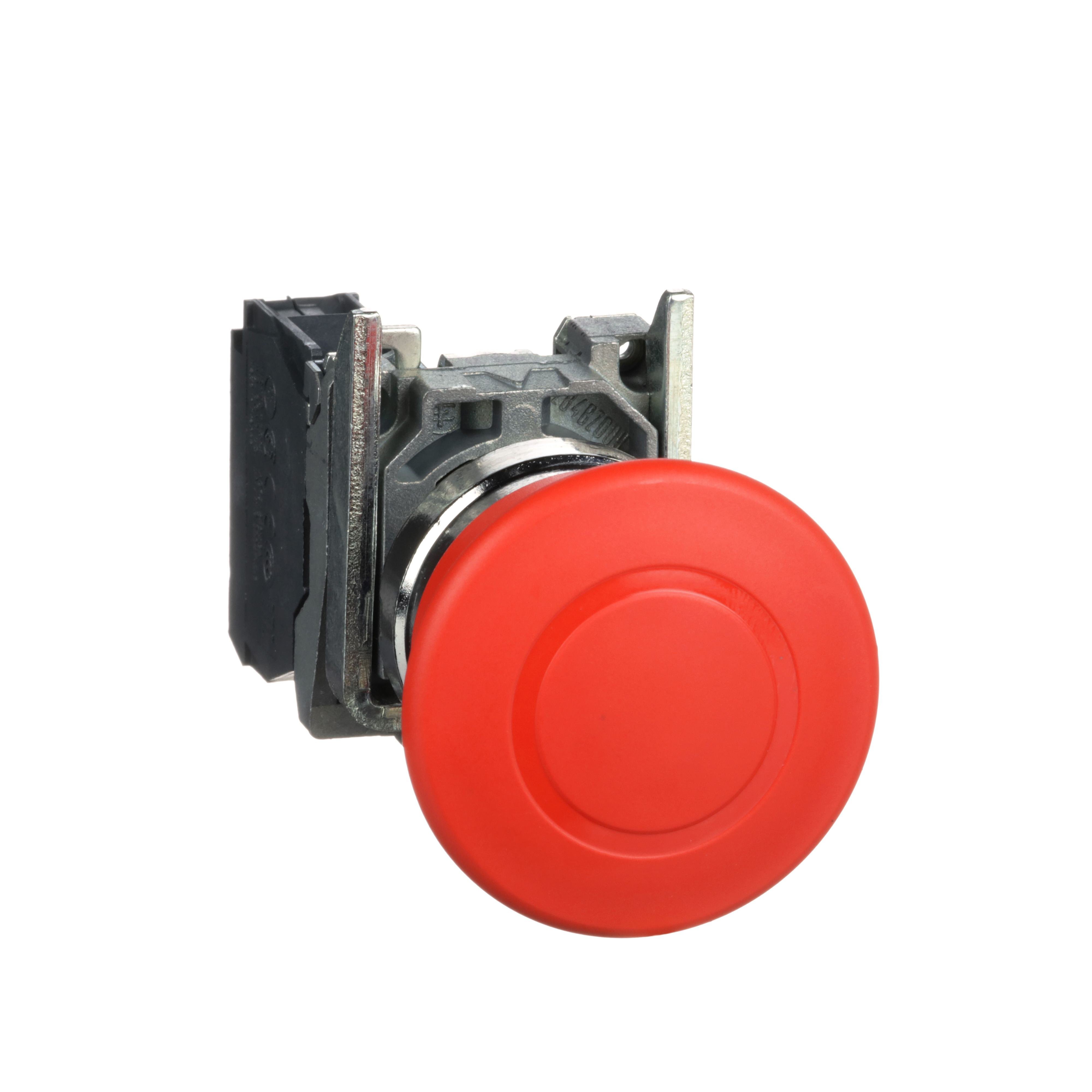 XB4BT842 - Harmony, emergency stop, latching push pull, red, 40 mm, 1 NC