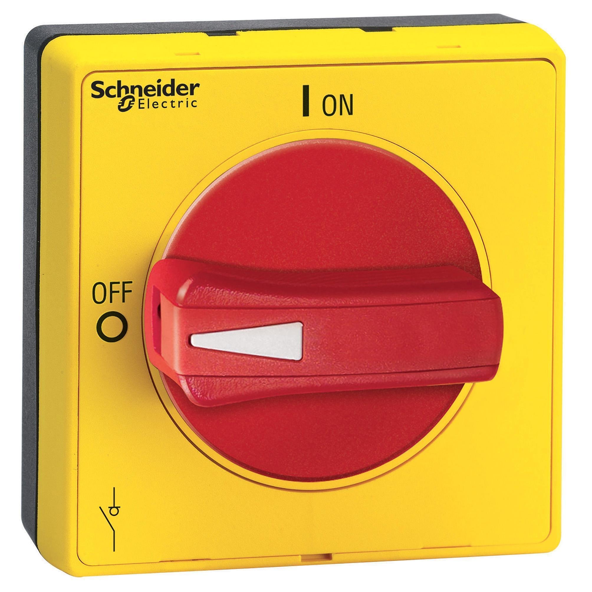 VLSH2S5R - Disconnect switch, TeSys VLS, protruding rotary handle, screw mounting, 65x65mm, red handle, 5mm shaft