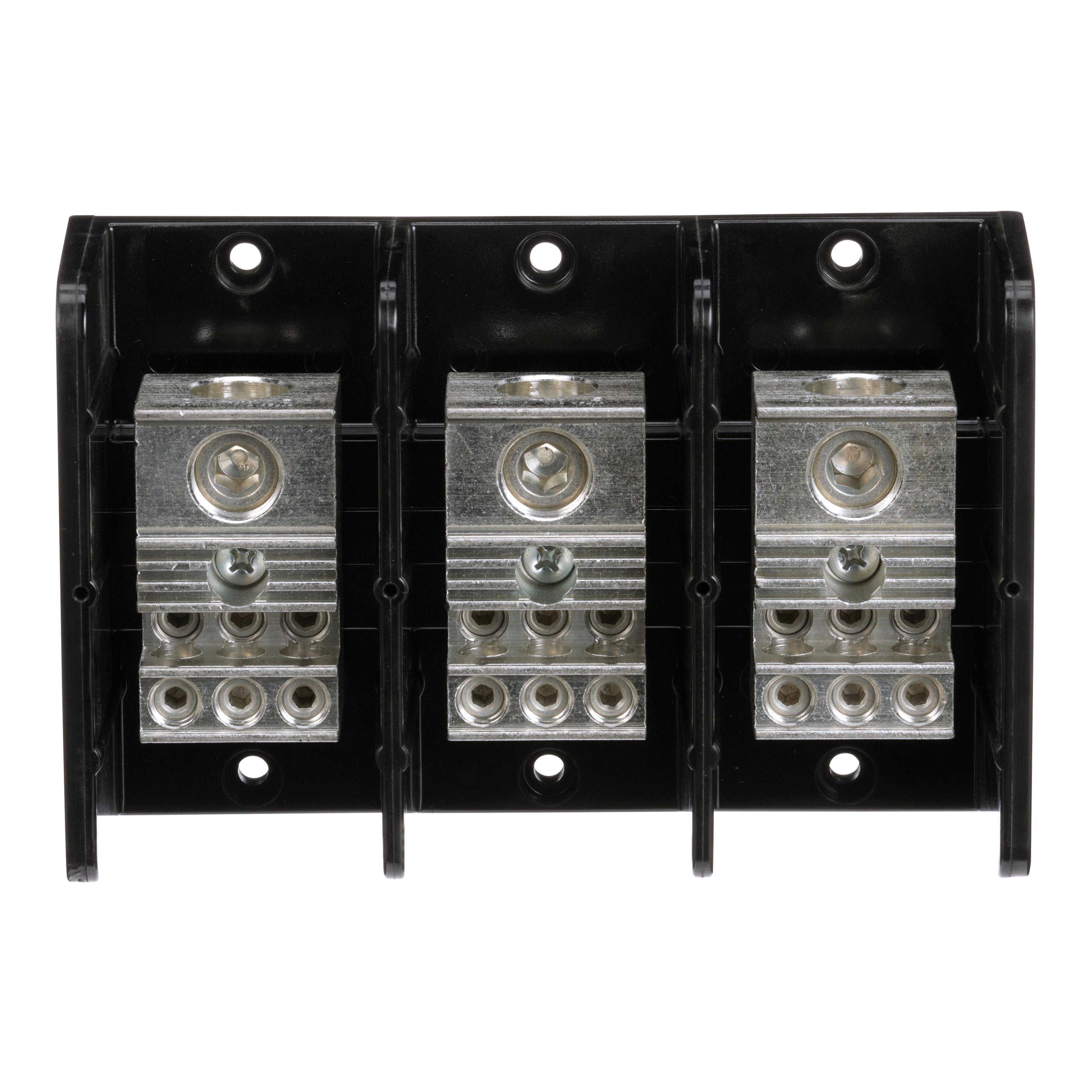 9080LBA365106 - Power distribution block, Linergy, 3 pole, 1 line, 6 load, 380A Cu, 310A Al, 600V