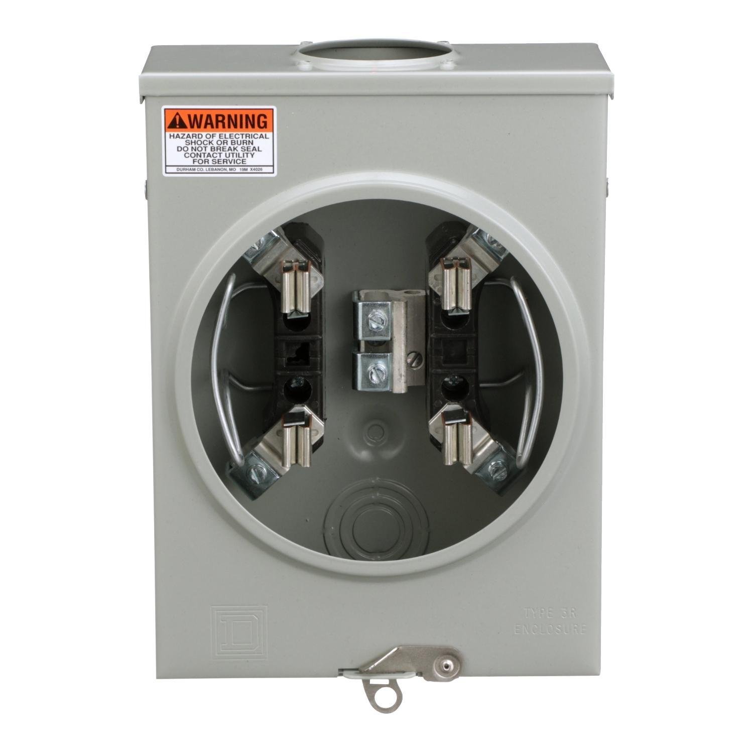 UTRS101B - Meter socket, ringless socket, no bypass, 125 A, 600 VAC, 1 phase, 4 jaws, no jaw release, OH/UG