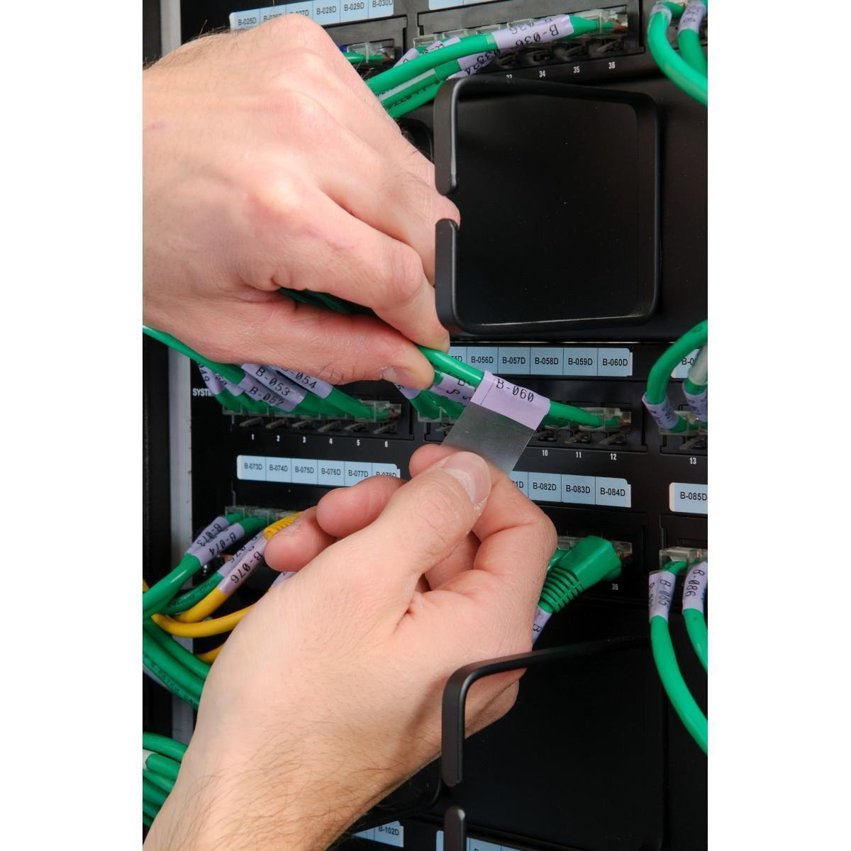 Picture of M4-51-427 - Brady Authentic (M4-51-427) Self-Laminating Vinyl Wrap Around Labels 2.5"H x 1"W Black on White, Clear, 110 Labels.