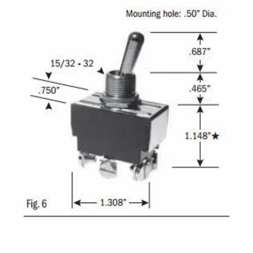 SS208-16-BG - Toggle Switch, DPDT, ON-OFF-ON, 20 Amp 1