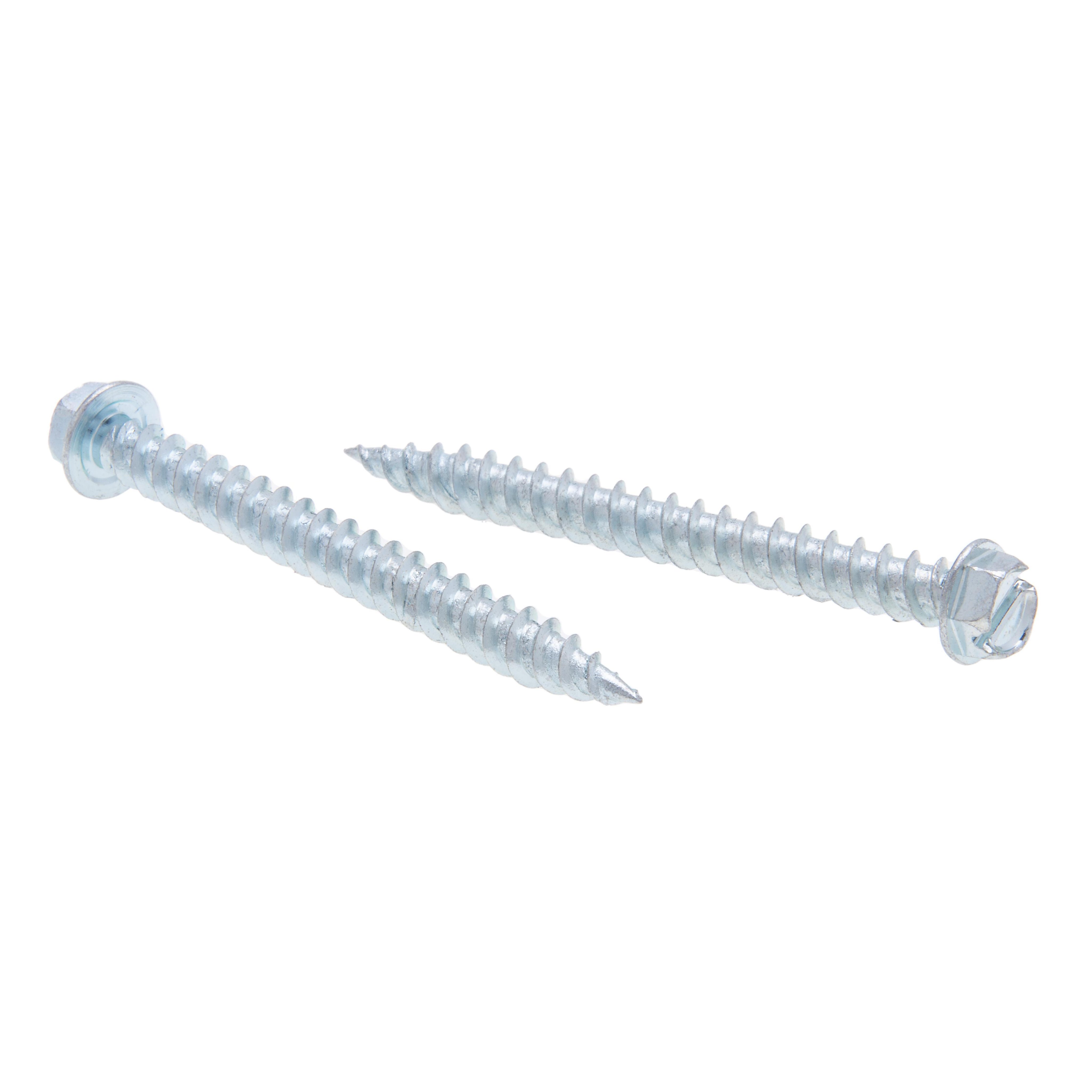 JQK22V - 10 x 1-1/2 in. 1/4 Hex Head Slotted Sharp Point Self-Piercing & Tapping Screws - Steel Zinc - 500qty